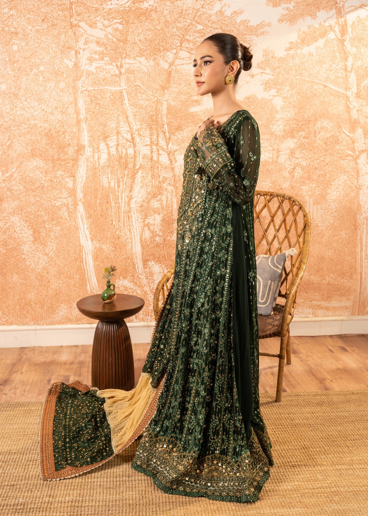 Malhaar Baaya 24 AL 3864 Bottle green Women 3pcs