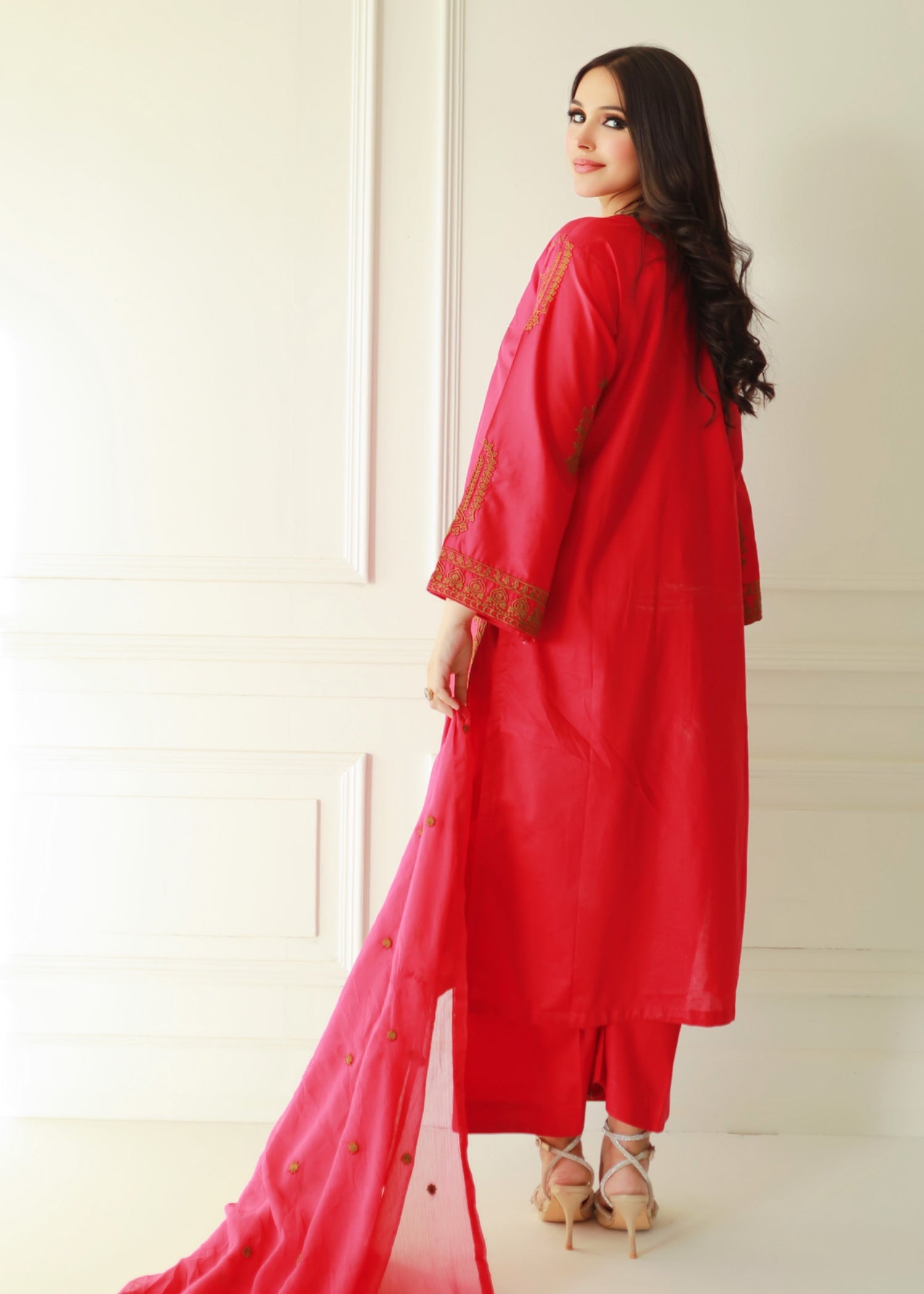 Ayesha B pink brown emb Women 3pcs