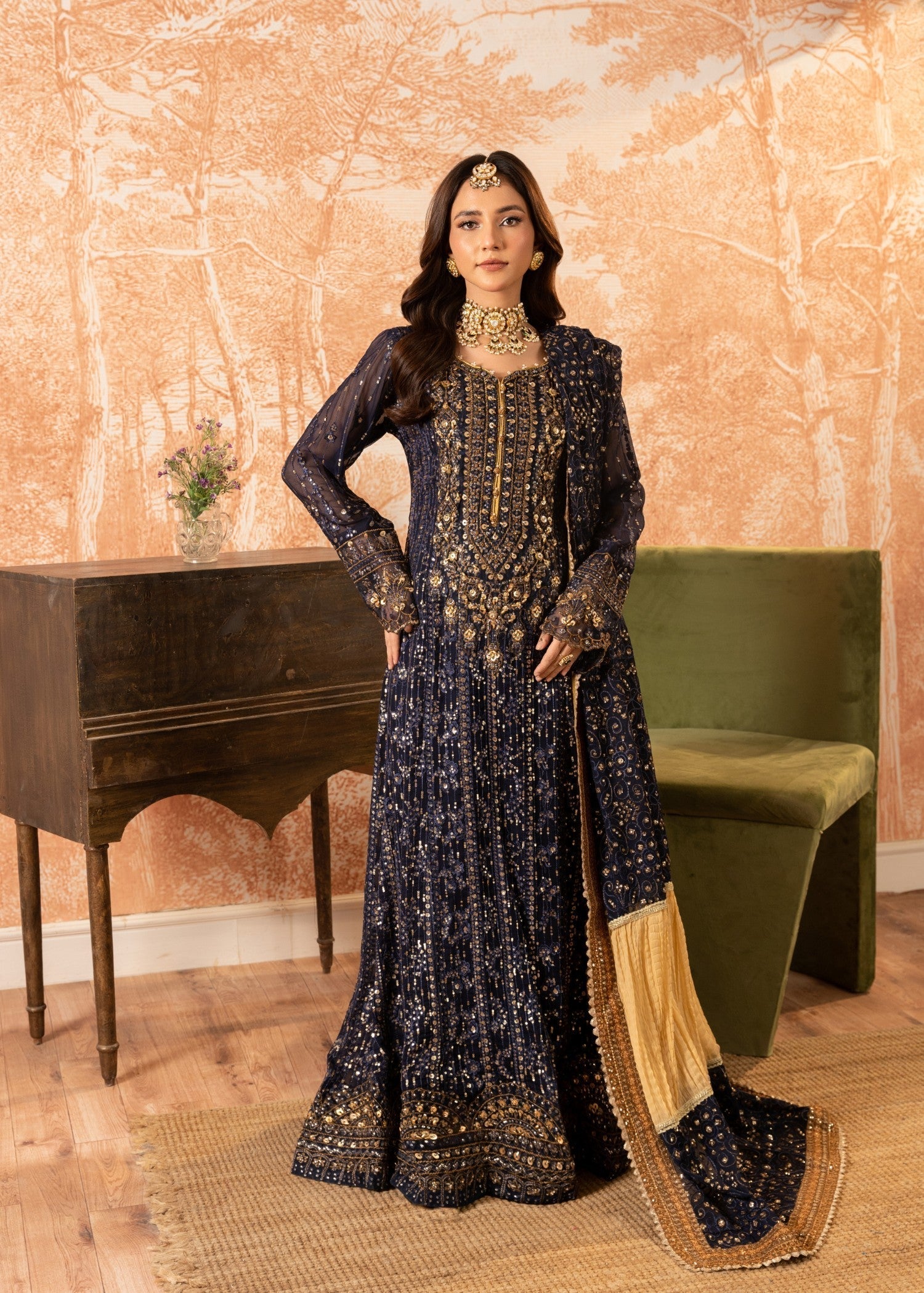 Malhaar ML RT AL 3864 Blue Women 3pcs