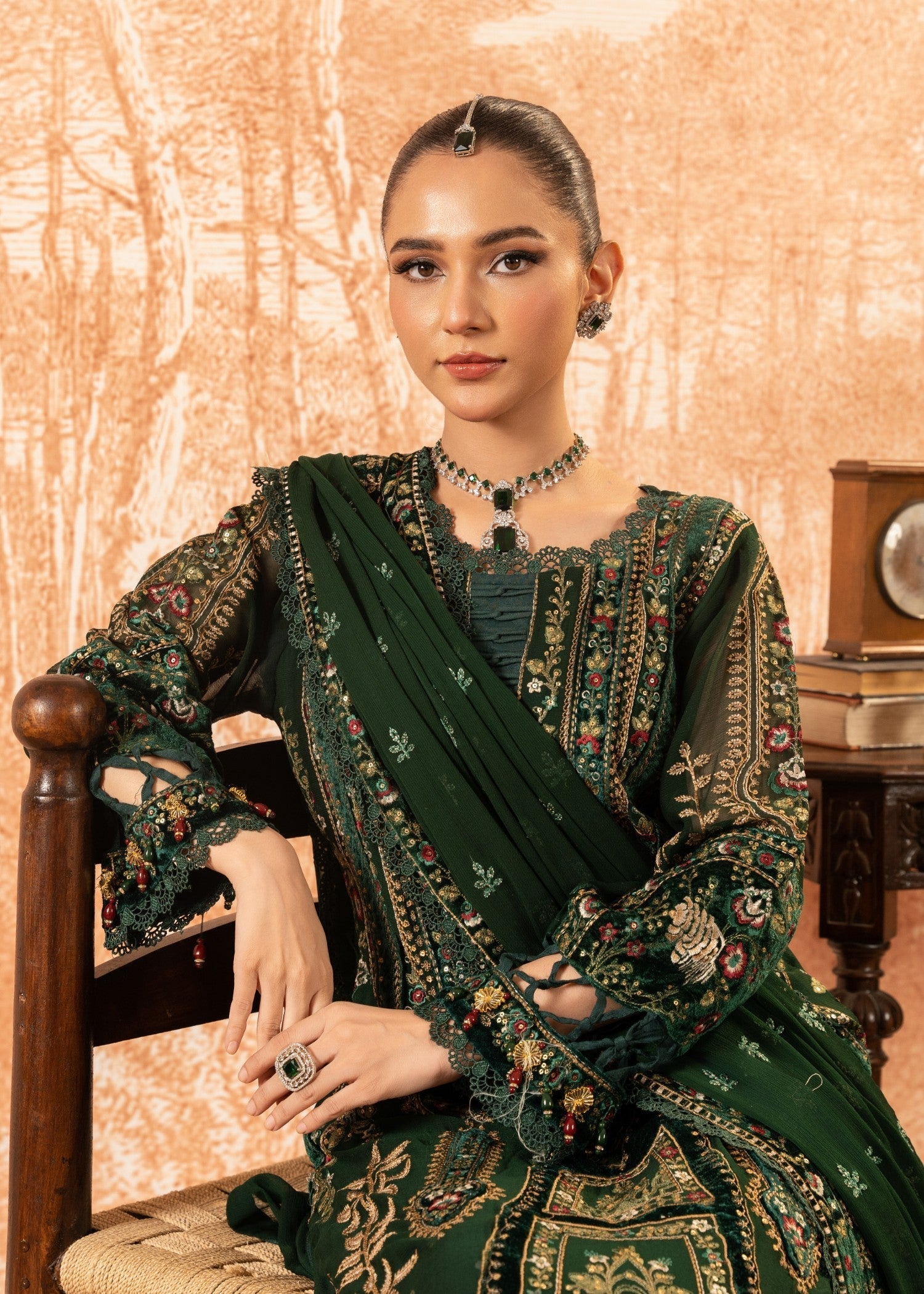 Malhaar Baaya 24 AL 3883 Bottle green Women 3pcs