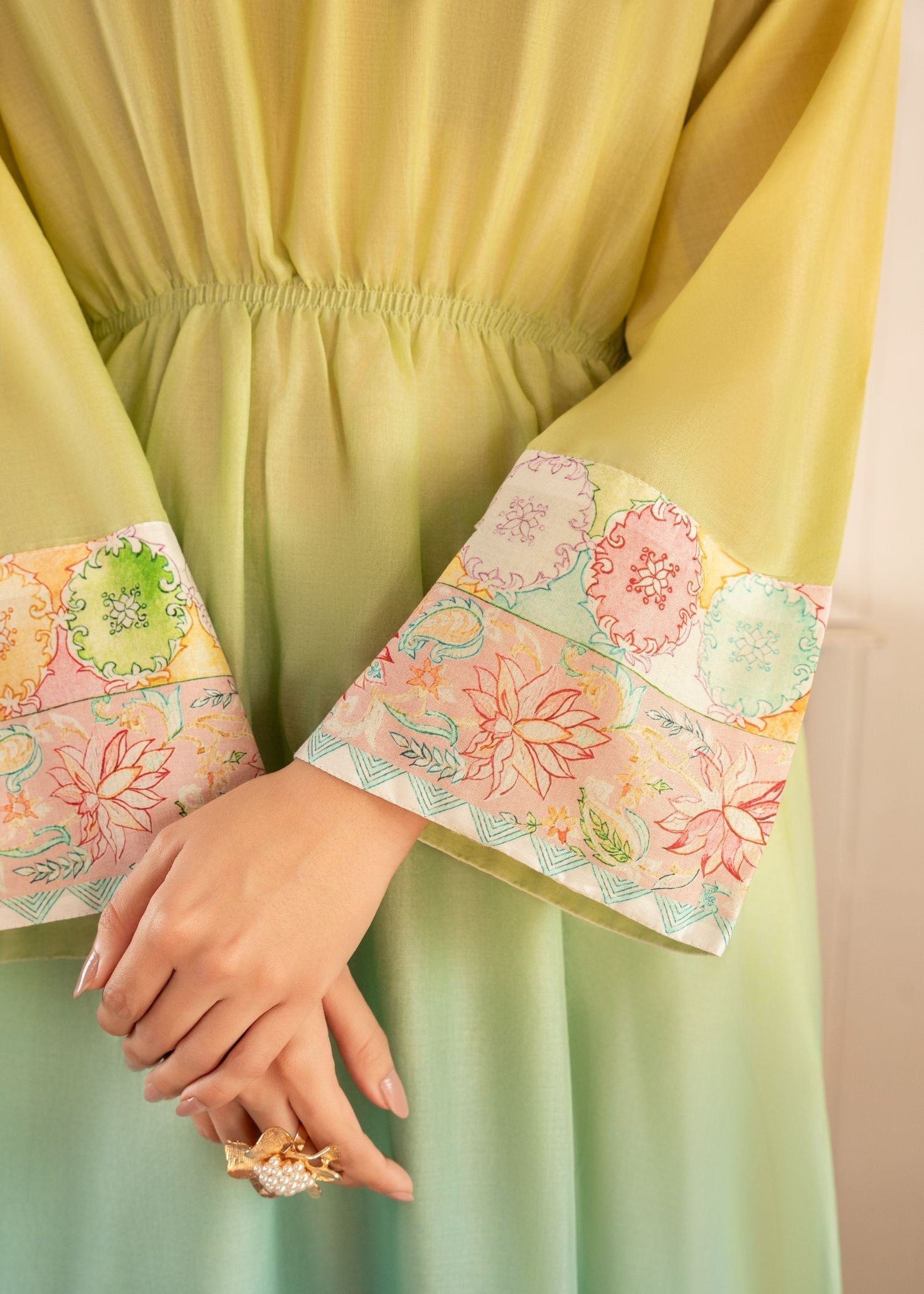 Meem Designs YELLOW AND BLUE FROCK Women 1pcs