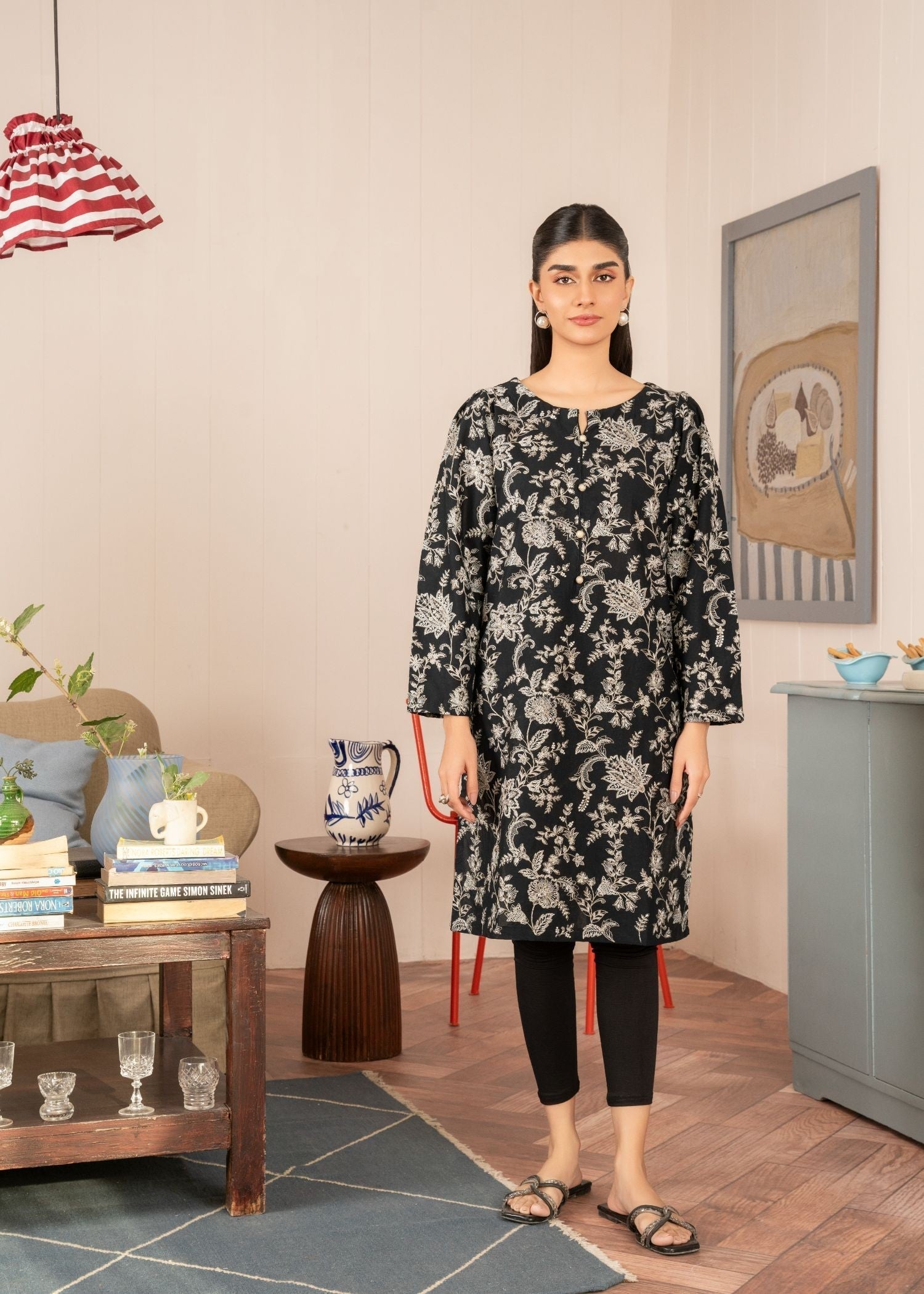 Meem Designs BLACK AND WHITE KURTA Women 1pcs