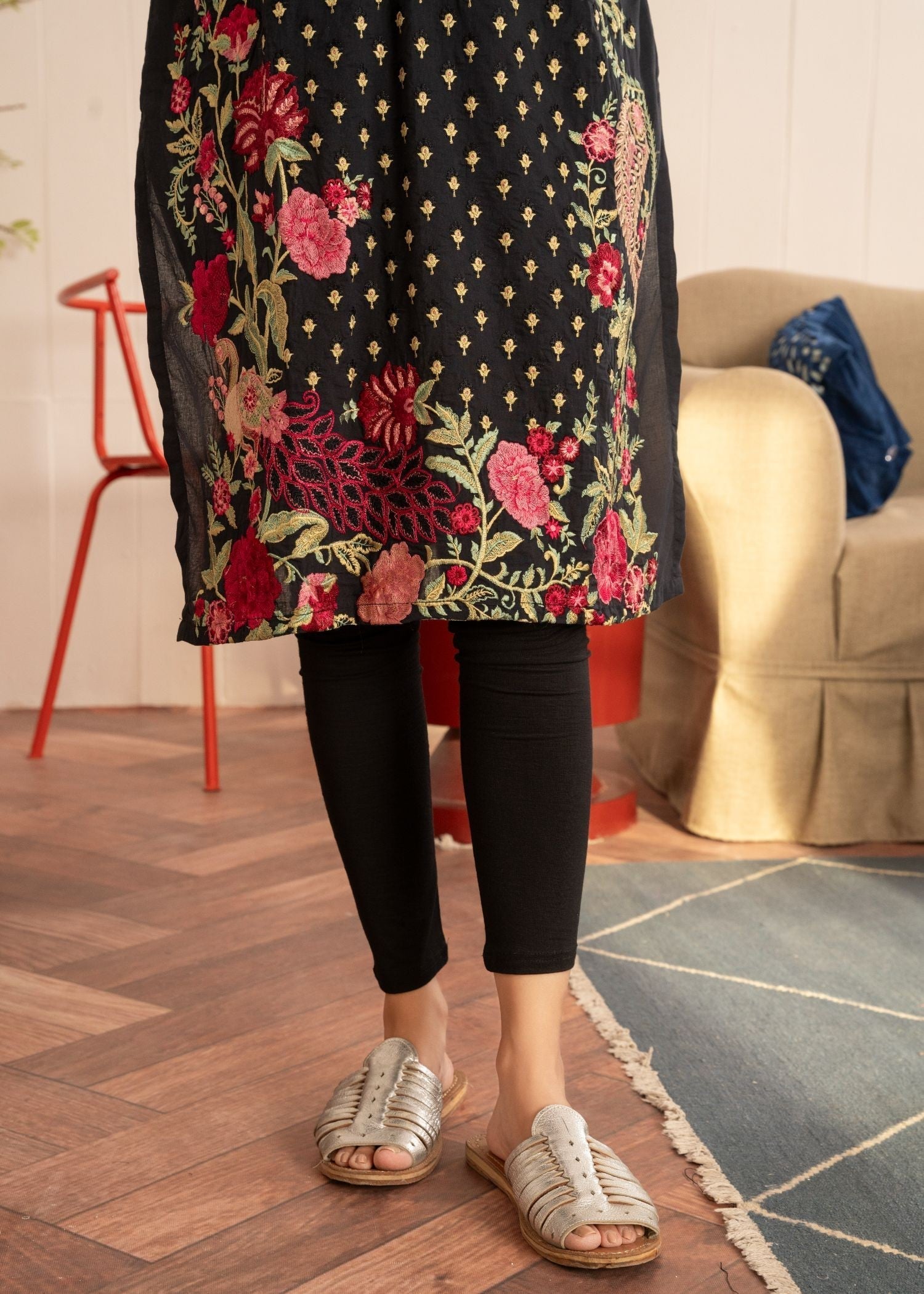 Meem Designs BLACK FLORAL KURTA Women 1pcs