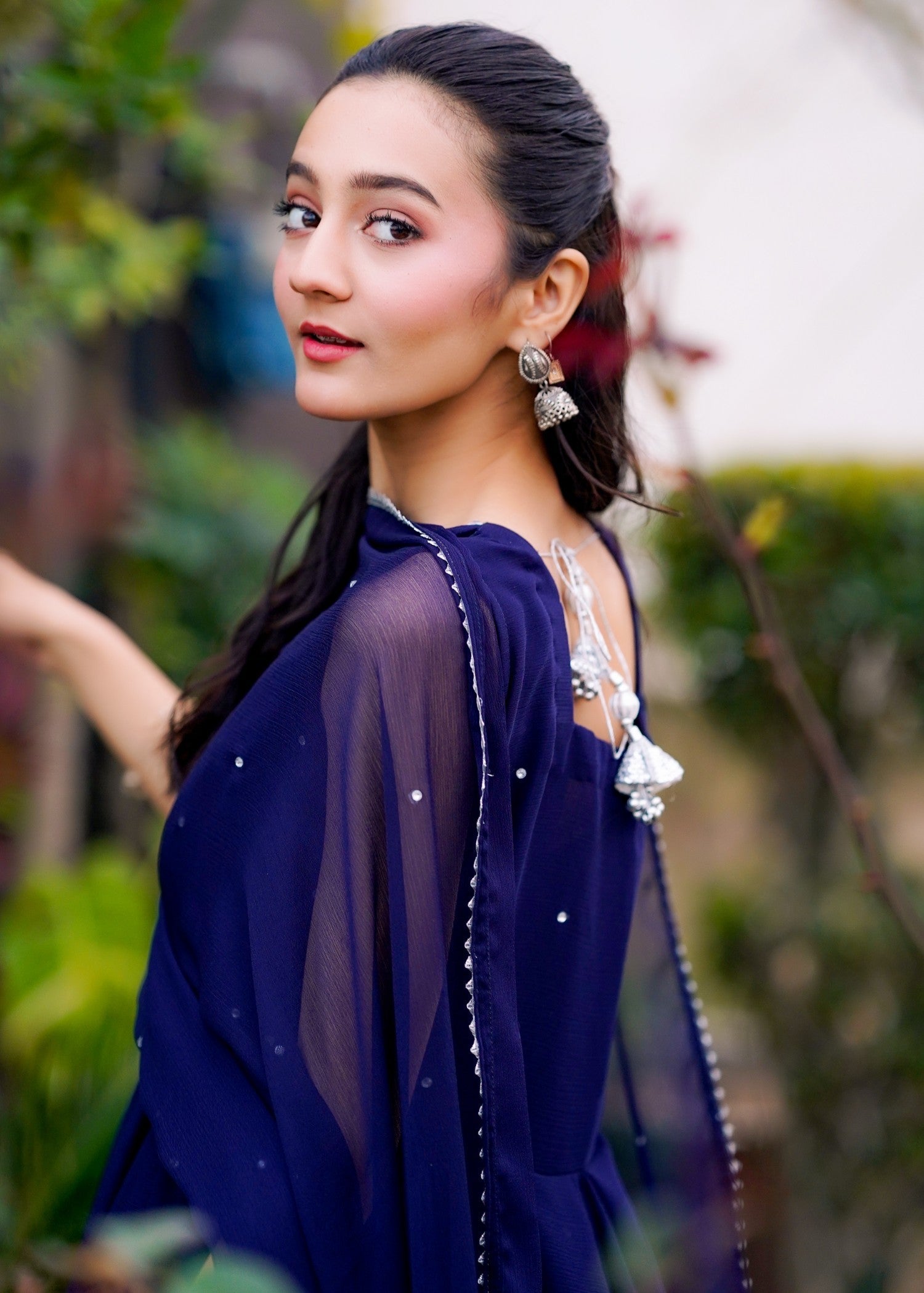 Fashion Trends 4 U Dark blue Anarkali frock Women 3pcs