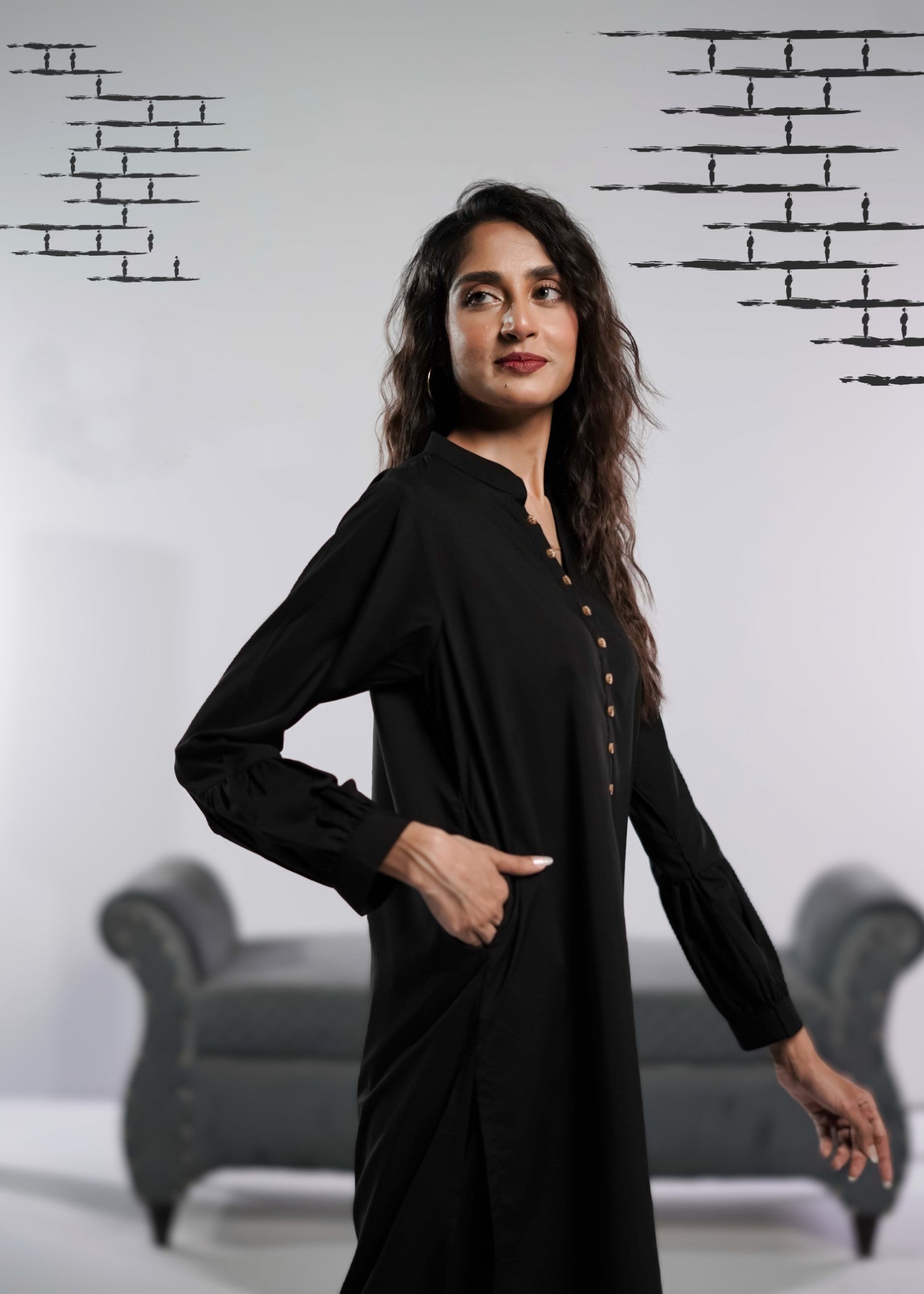 Ahlam By Safa Textile Noir Women 2pcs