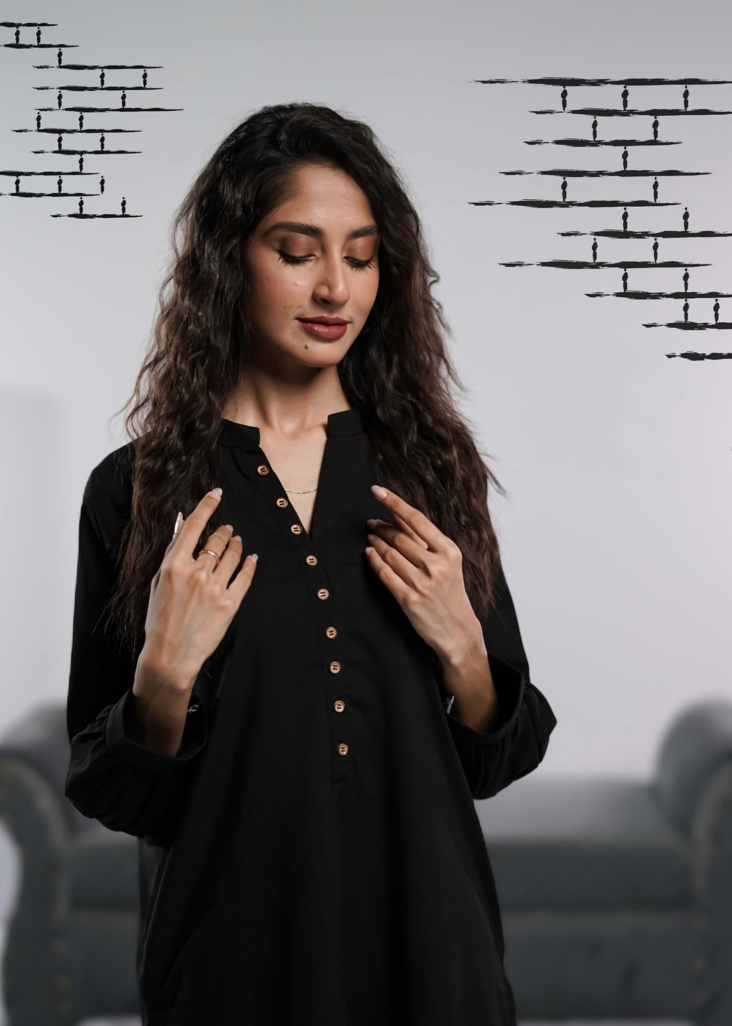 Ahlam By Safa Textile Noir Women 2pcs