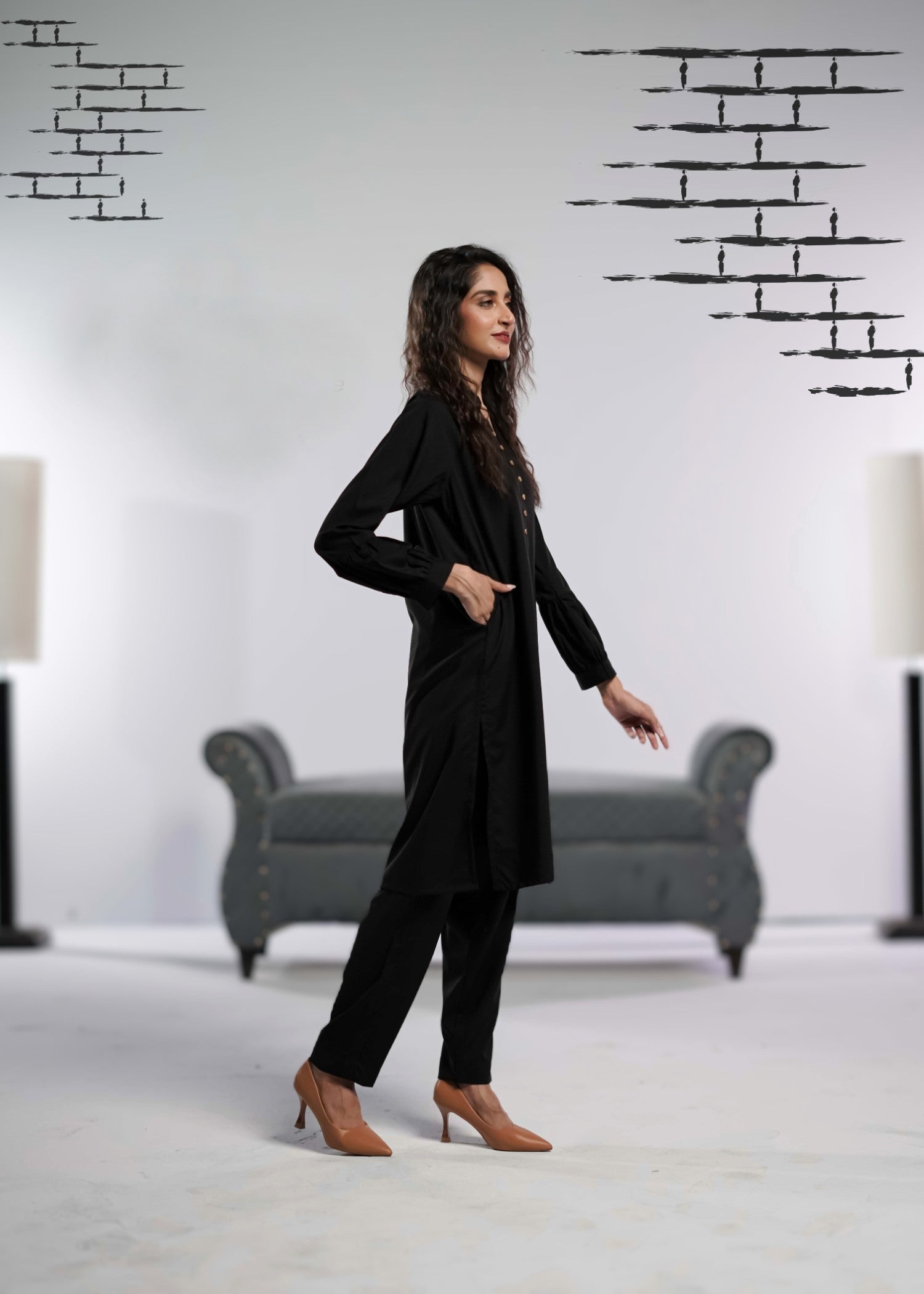 Ahlam By Safa Textile Noir Women 2pcs