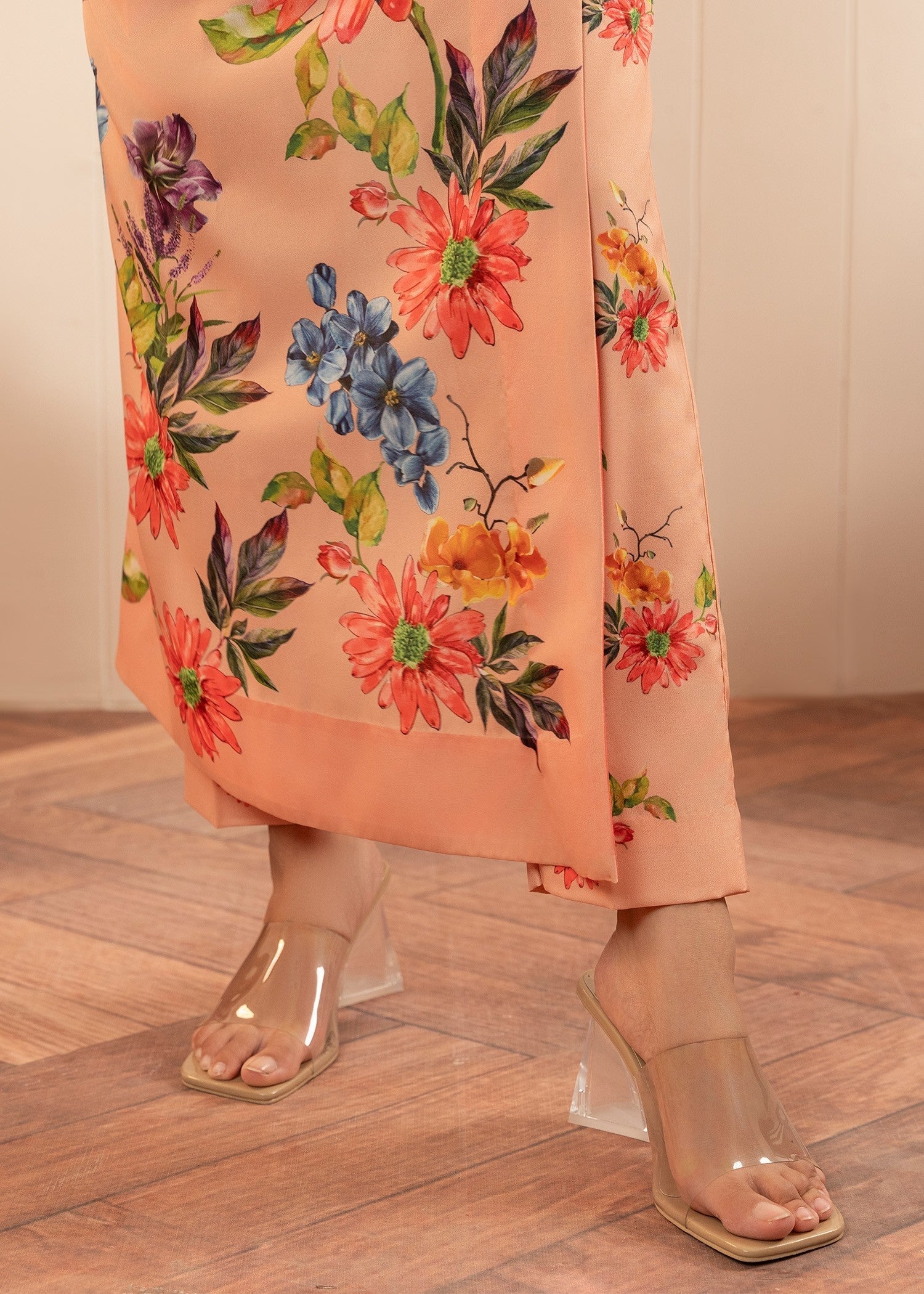 Stitch Vibes Coral Floral Dress Women 3pcs