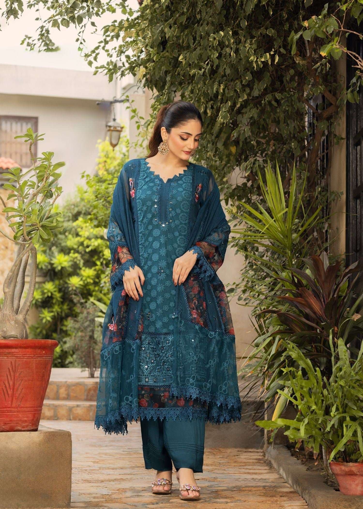 Ayesha Closet Shameem Teal Women 3pcs