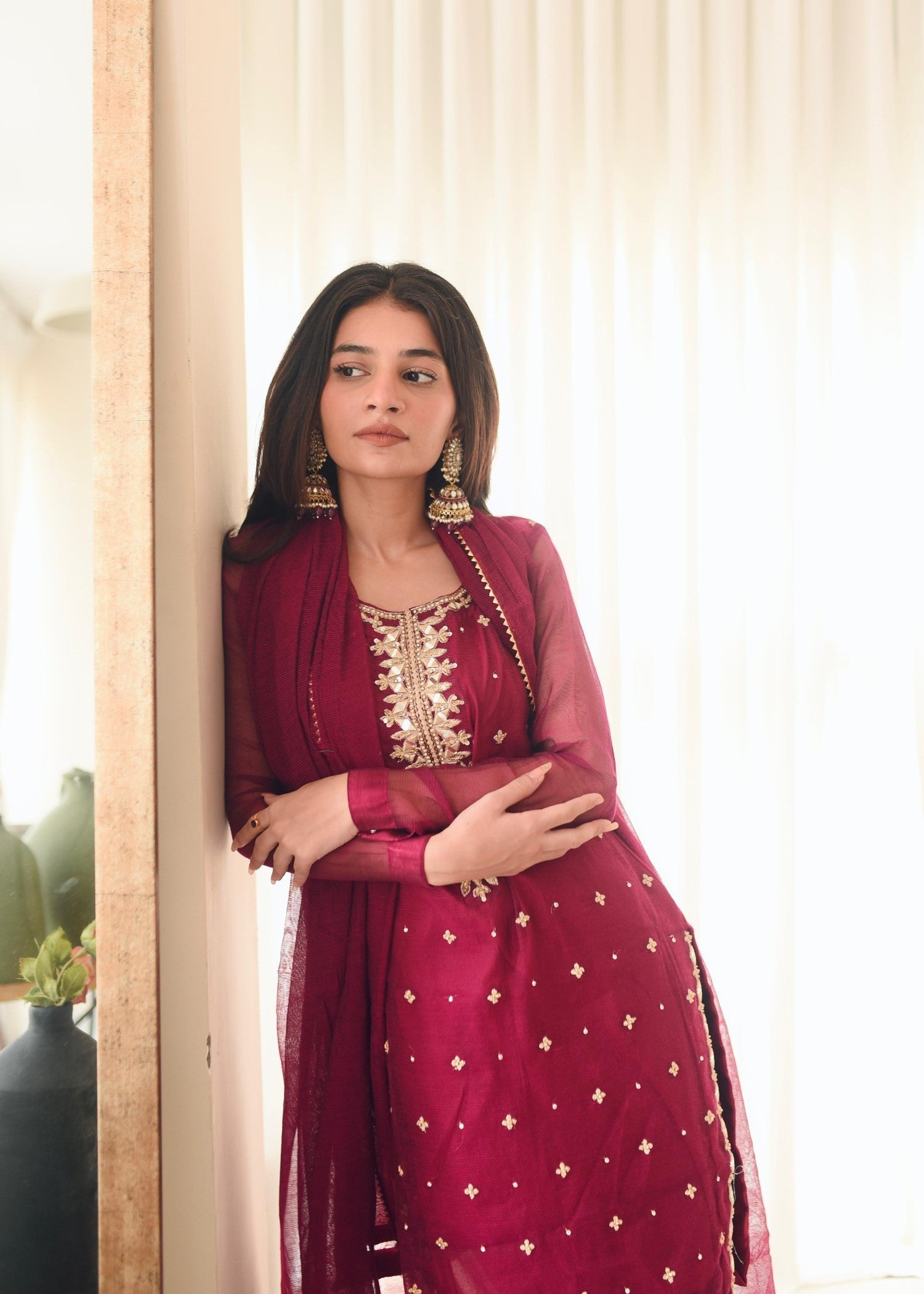 Amna Ismail FLOWER GIRL '07 ( MAGENTA DRESS ) Women 3pcs