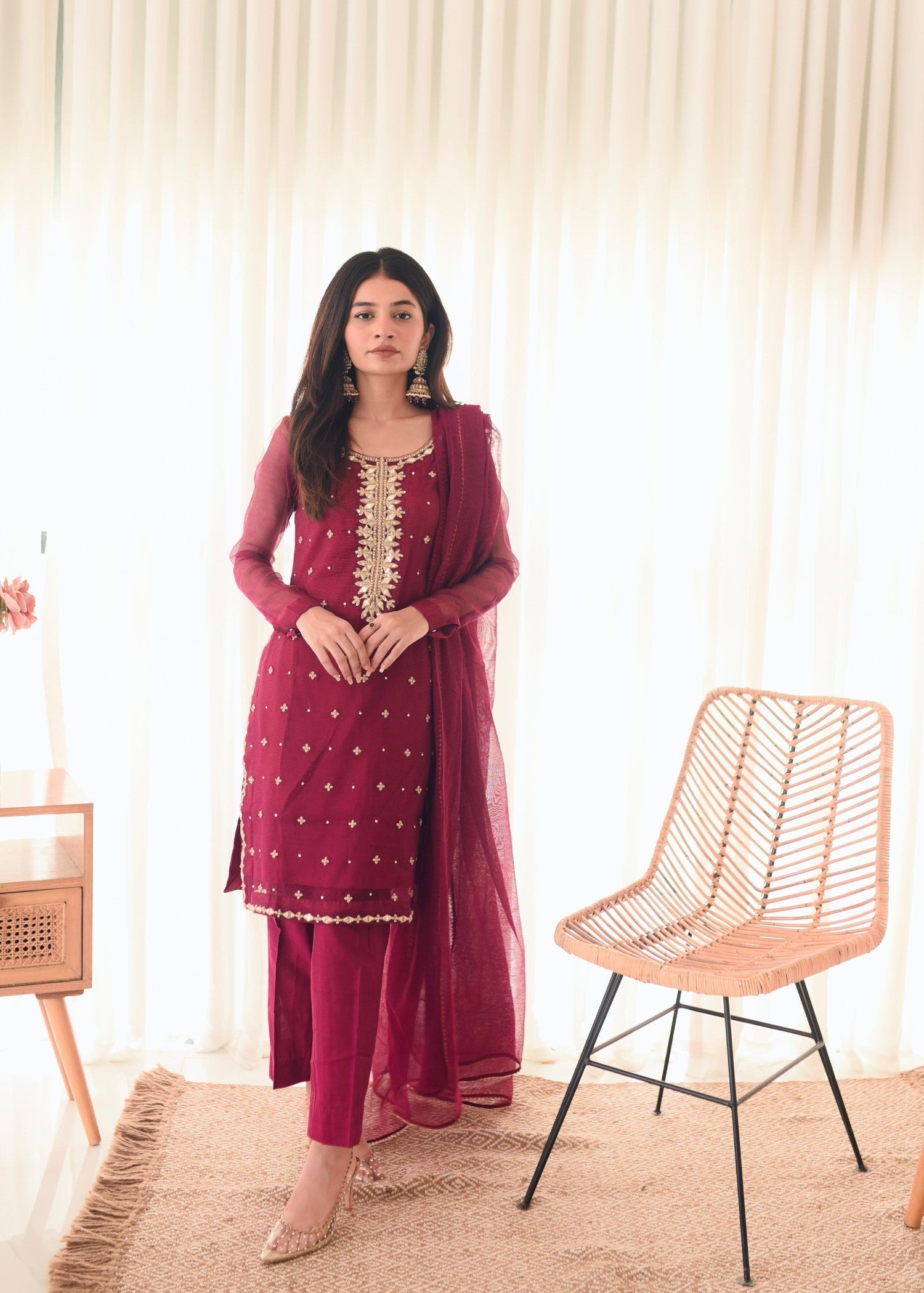 Amna Ismail FLOWER GIRL '07 ( MAGENTA DRESS ) Women 3pcs