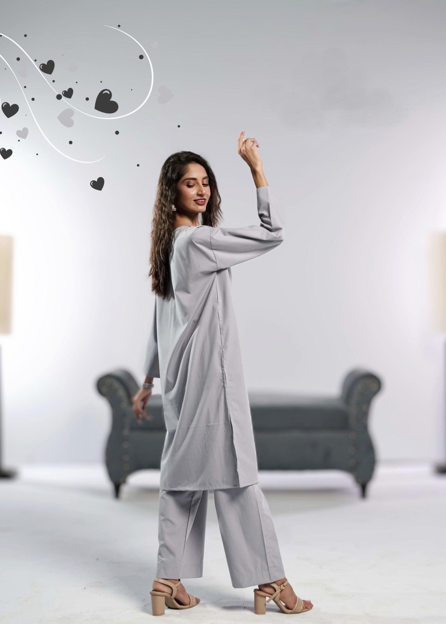 Ahlam By Safa Textile Ashen Blue Women 2pcs