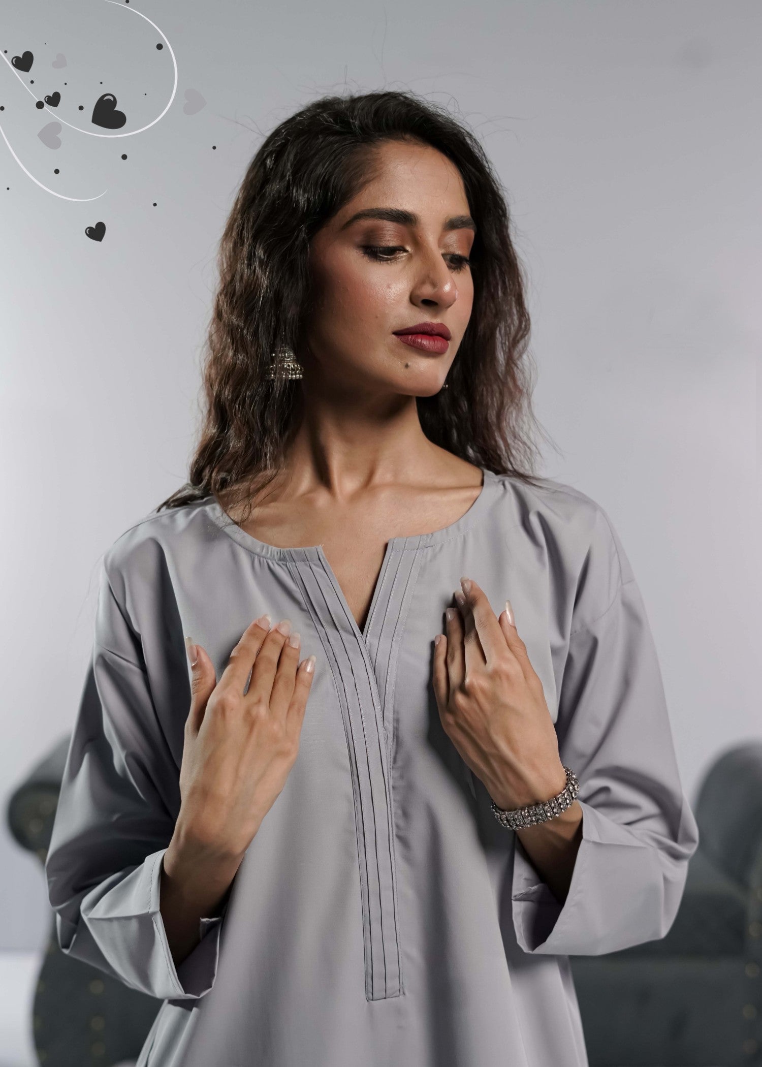 Ahlam By Safa Textile Ashen Blue Women 2pcs