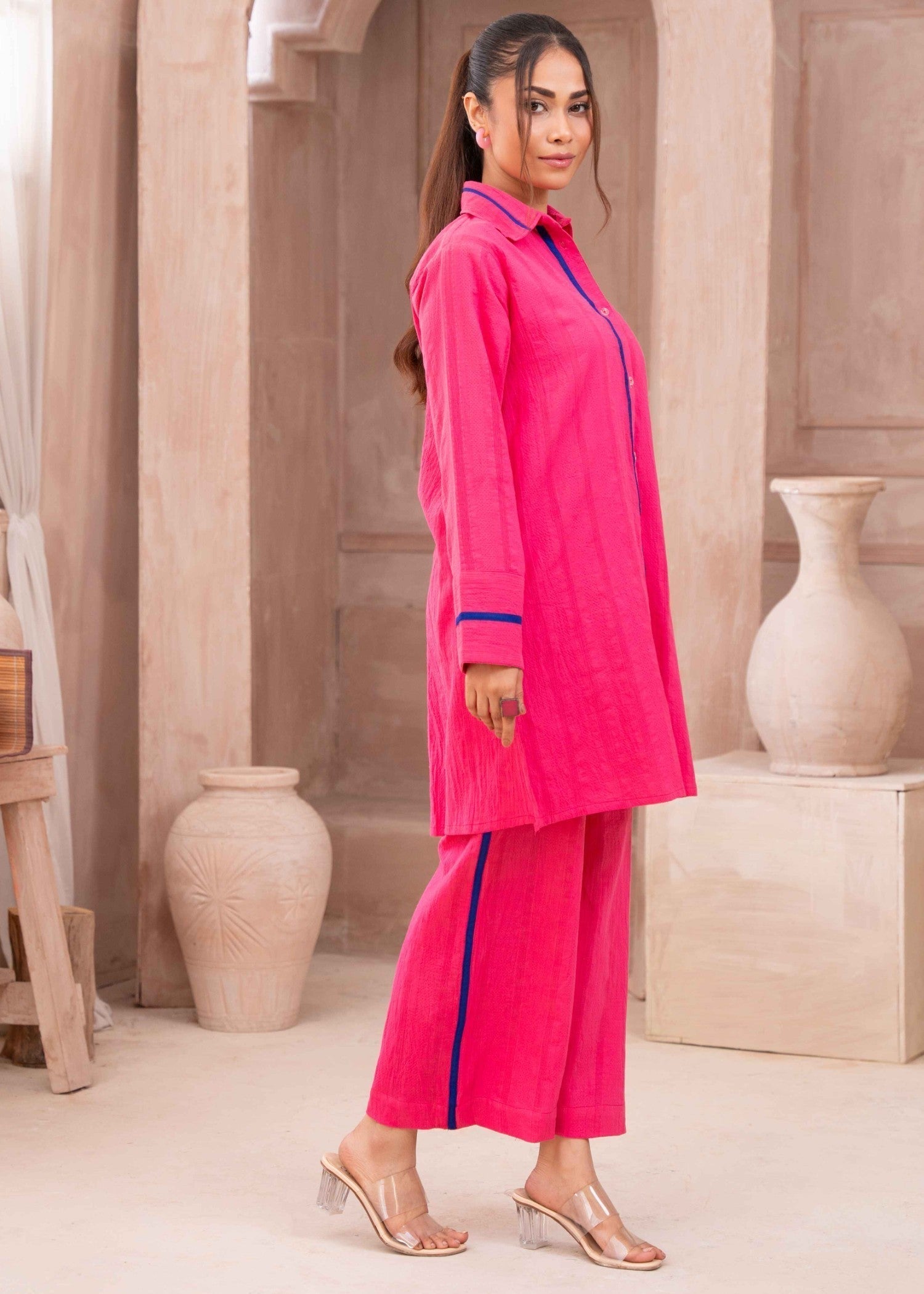 AYLA STUDIO Solid essential Co ord set DM 007 Pink Ocean Women 2pcs