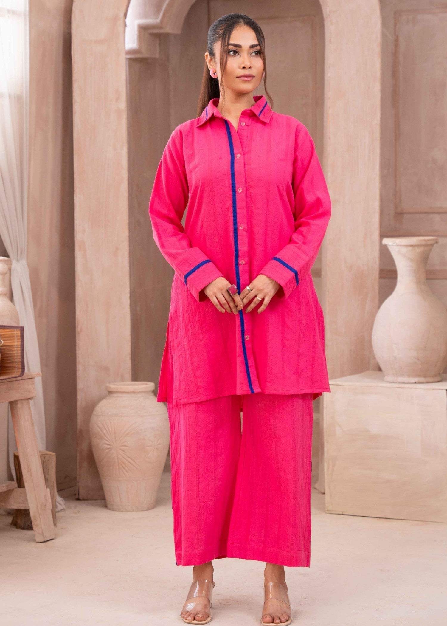 AYLA STUDIO Solid essential Co ord set DM 007 Pink Ocean Women 2pcs