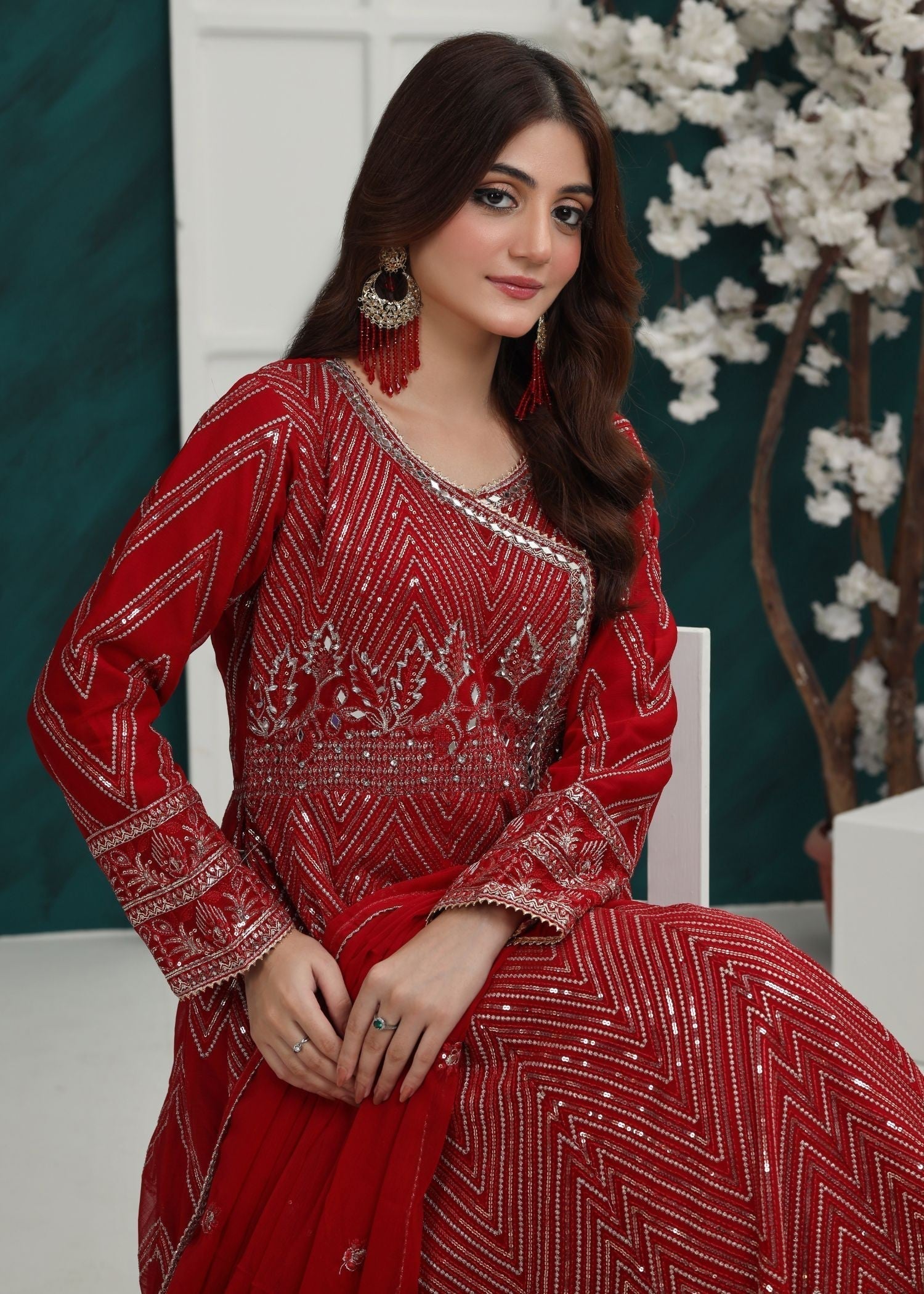 Al Burhan Apparel Mashaal Red Women 3pcs