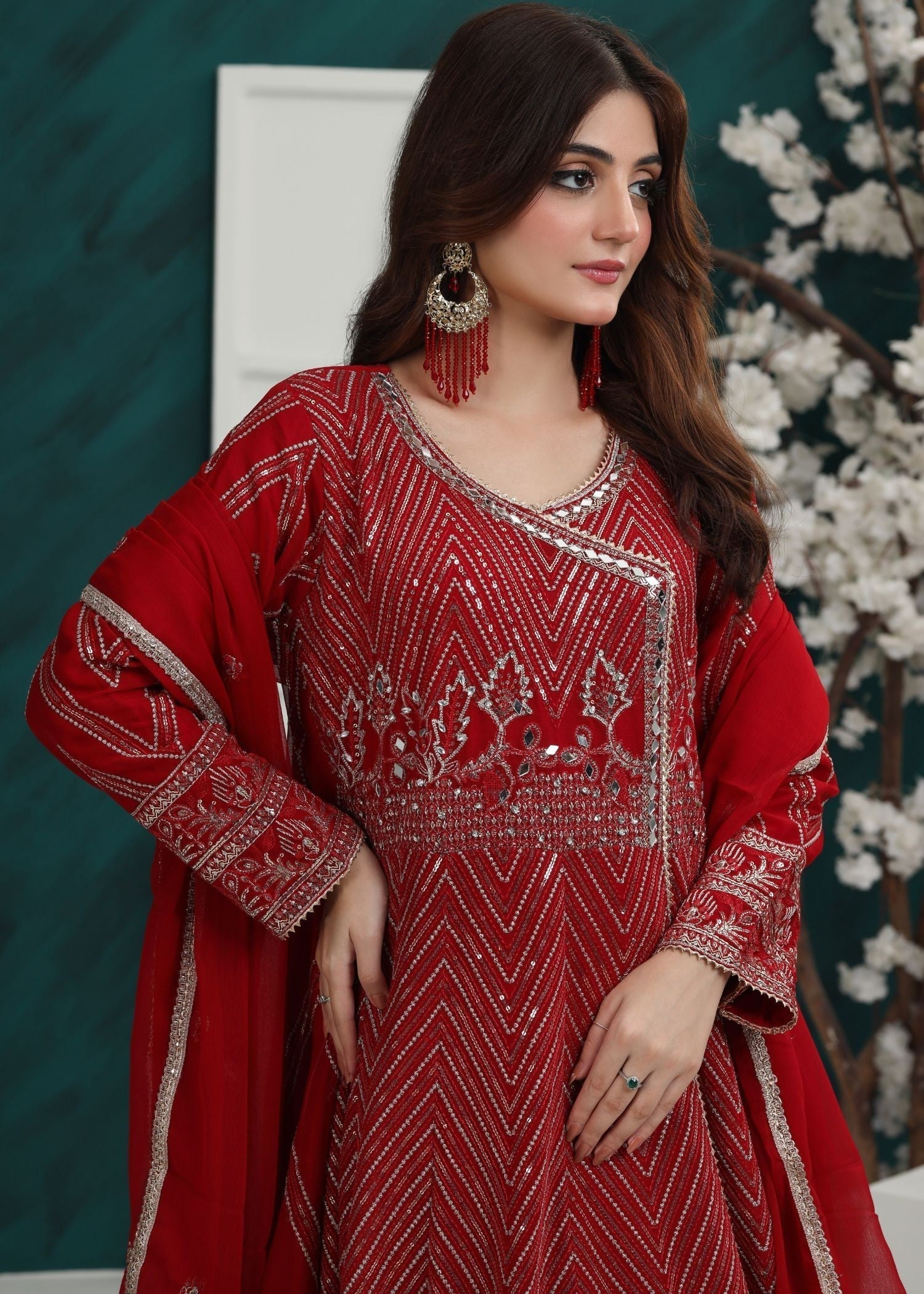 Al Burhan Apparel Mashaal Red Women 3pcs