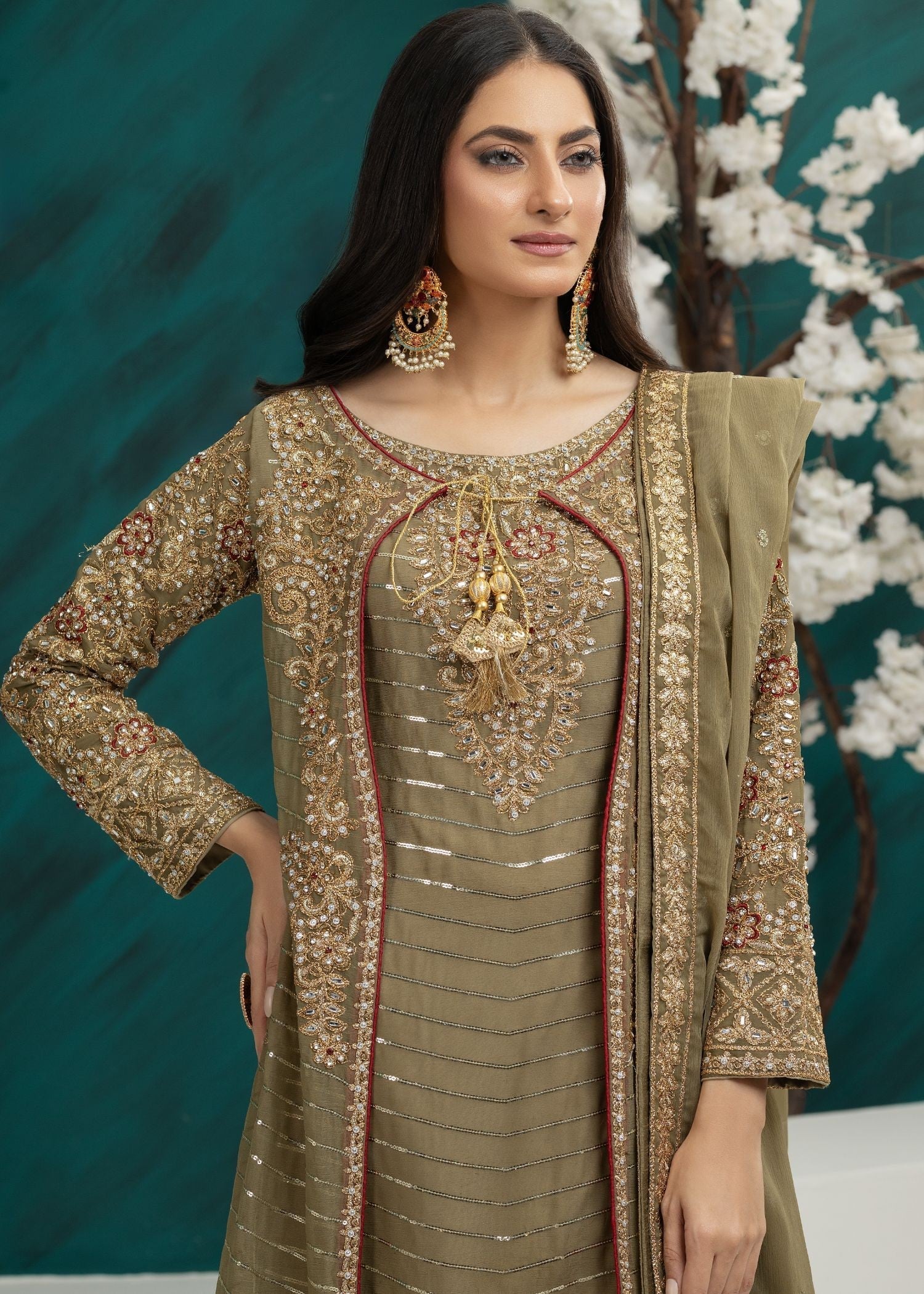 Al Burhan Apparel Maahi Olive Green Women 3pcs