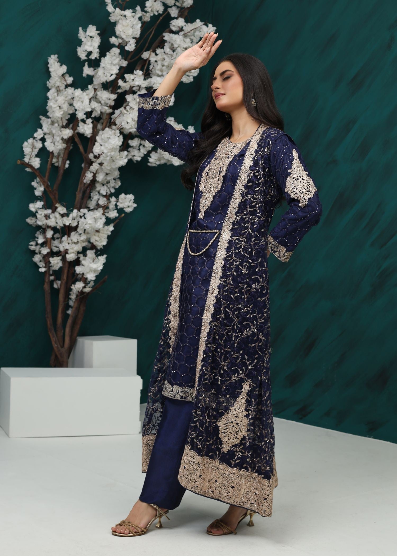 Al Burhan Apparel Wirsa Navy Blue Women 4pcs