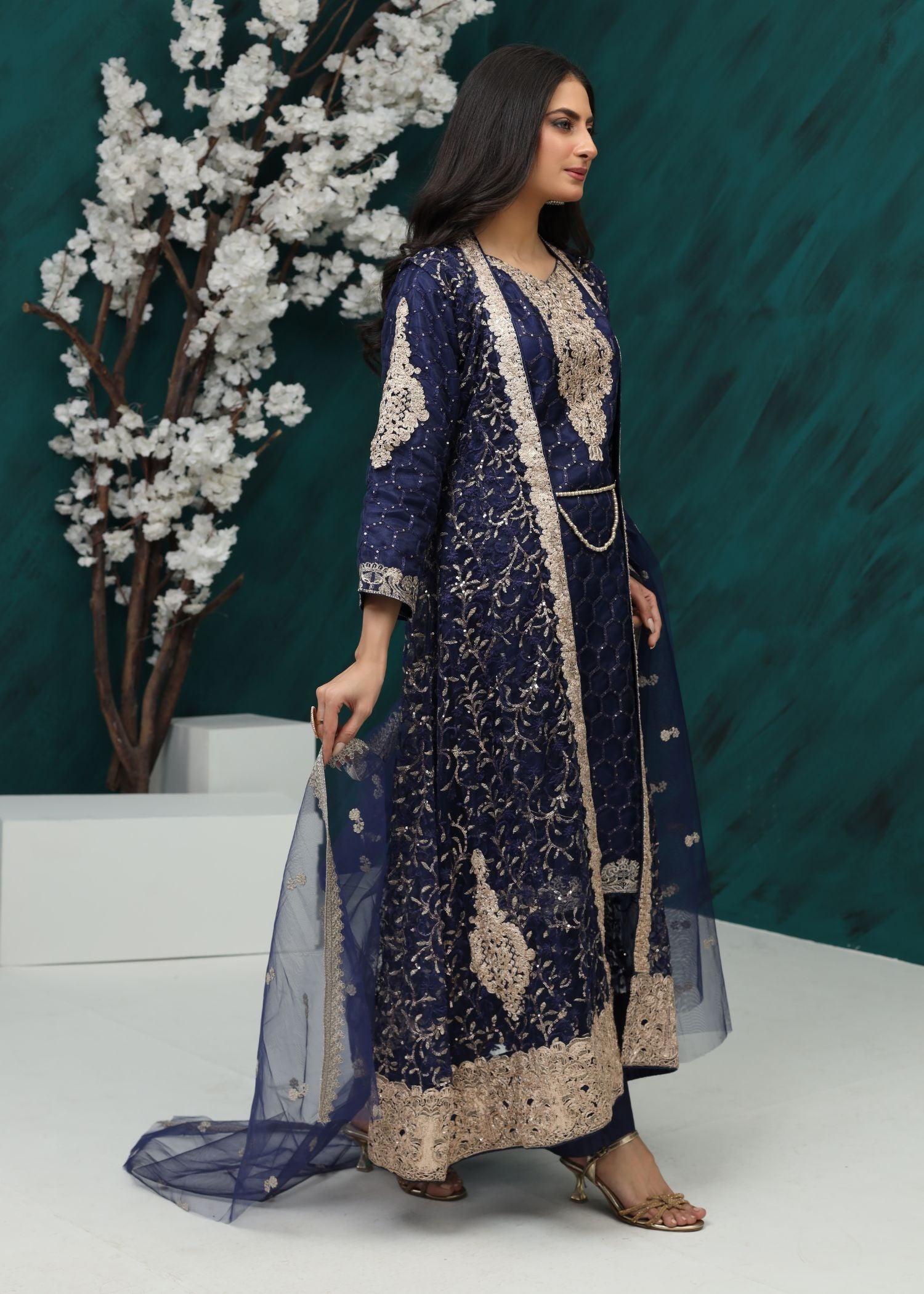 Al Burhan Apparel Wirsa Navy Blue Women 4pcs