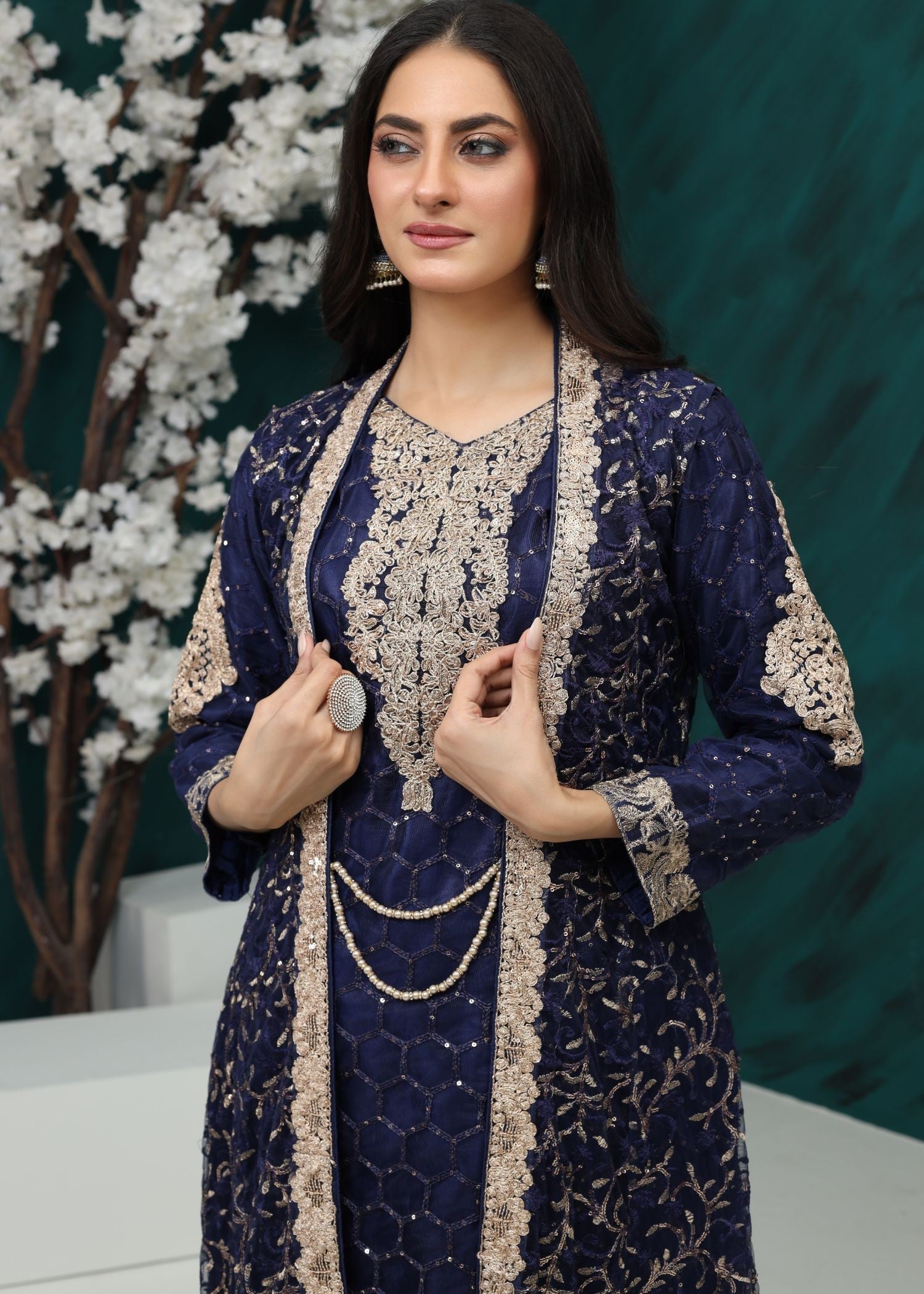 Al Burhan Apparel Wirsa Navy Blue Women 4pcs