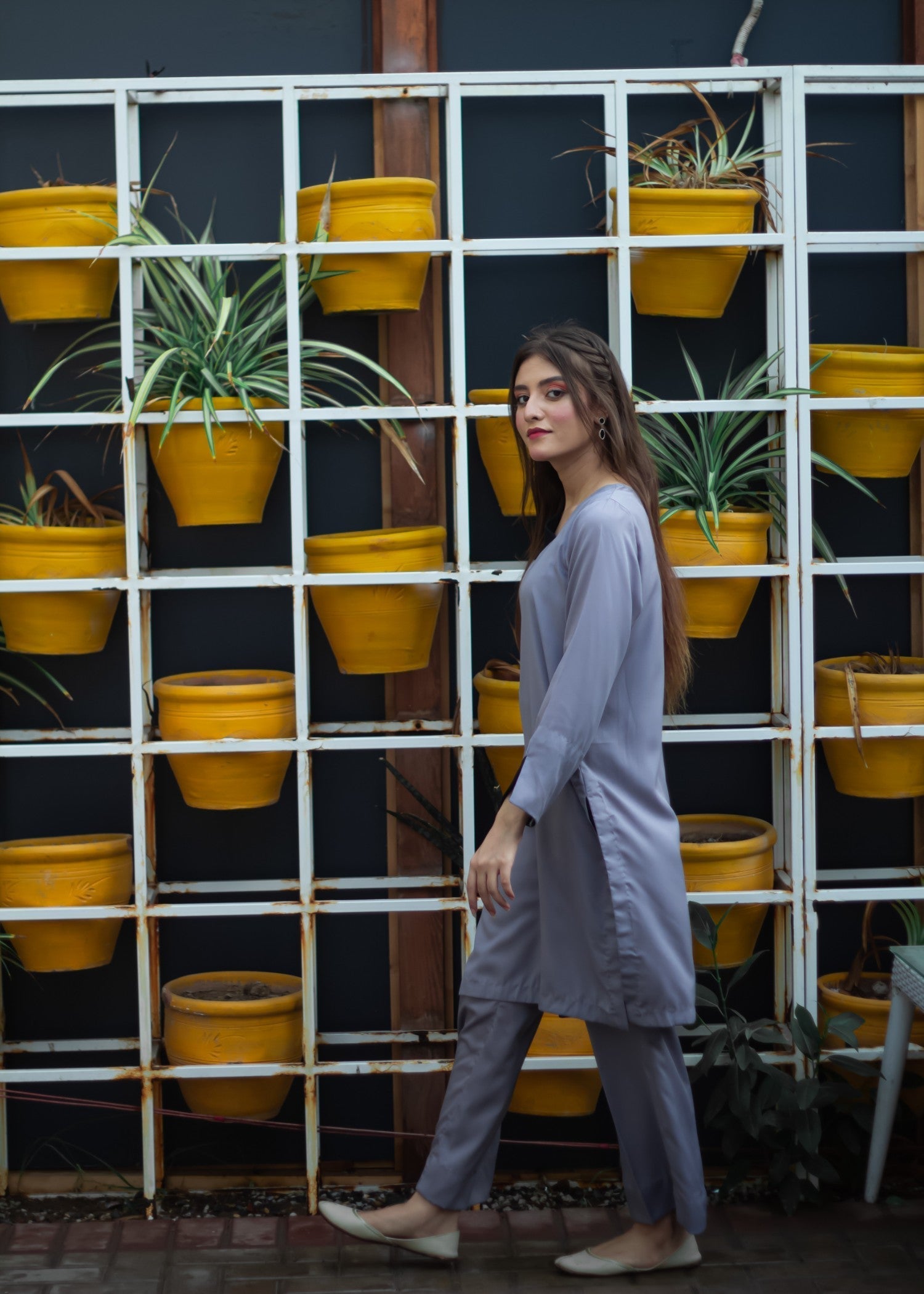 Zauk Lava Gray Two Piece Dress Women 2pcs