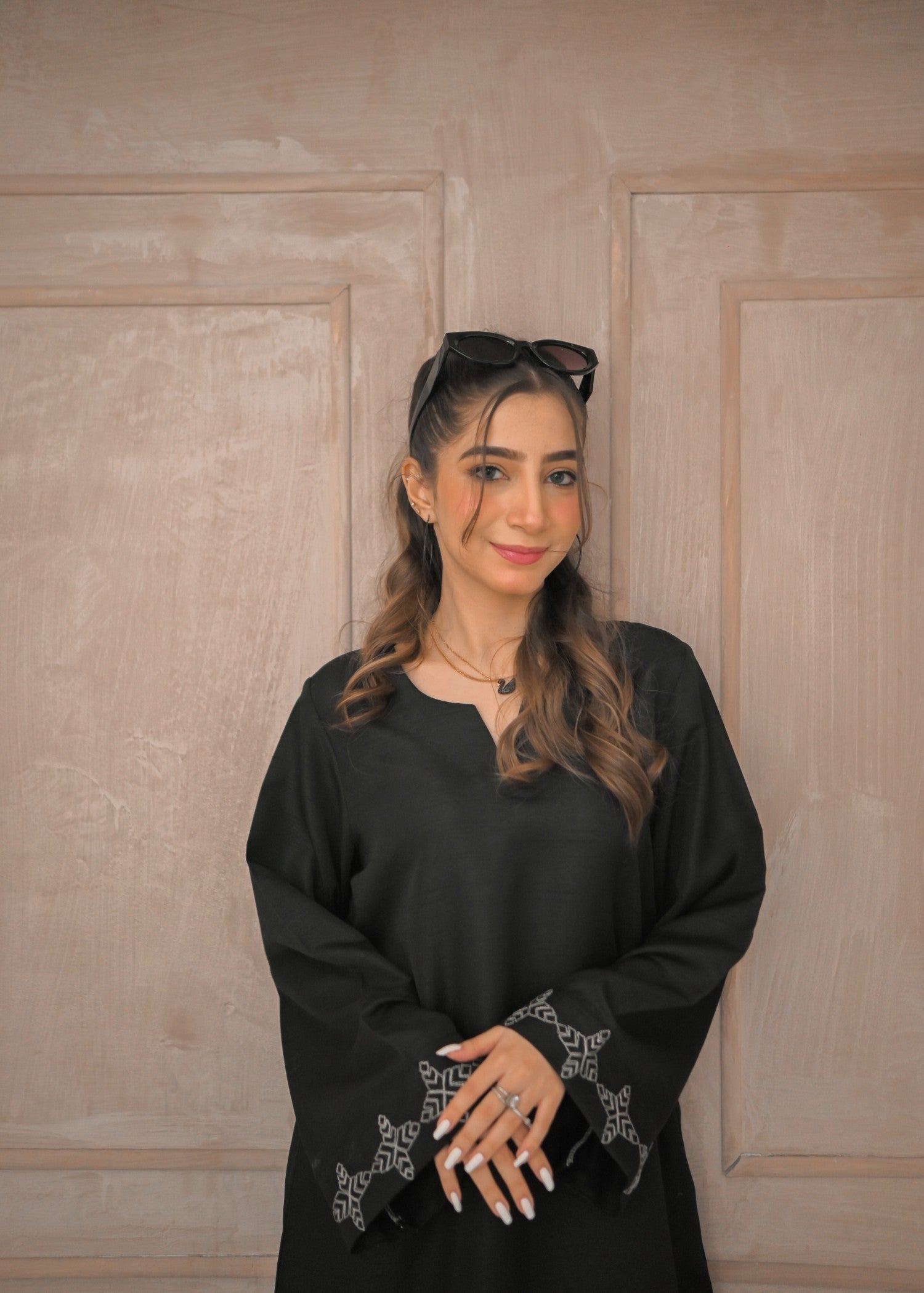 Zauk Smoky Black Embroidered Two Piece Dress Women 2pcs