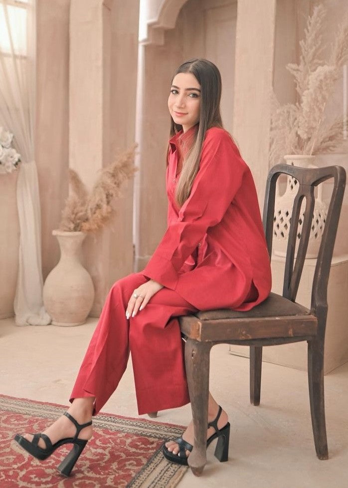 Zauk Reddish Maroon Two Piece Dress Women 2pcs