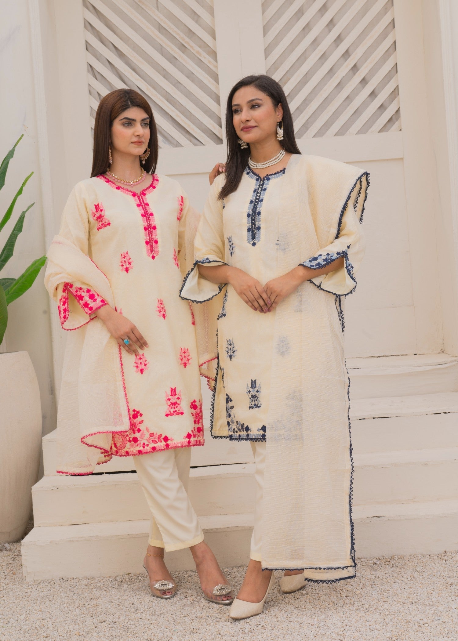 Yaaqot Official Blue Embroidery Daman Stitched Women 3pcs