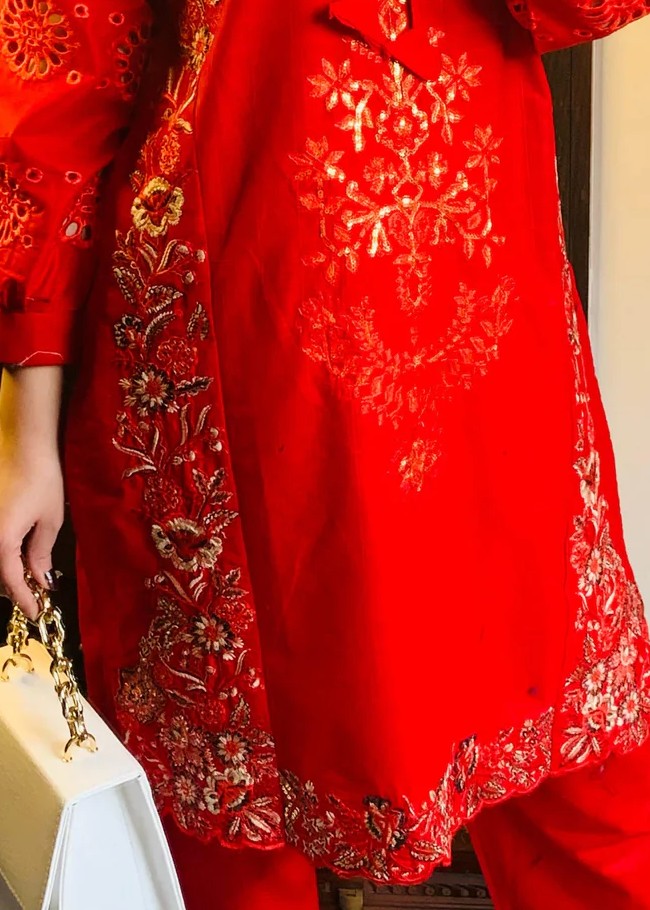 Yaaqot Official Red Cutwork Embroidery Jaycard Women 2pcs