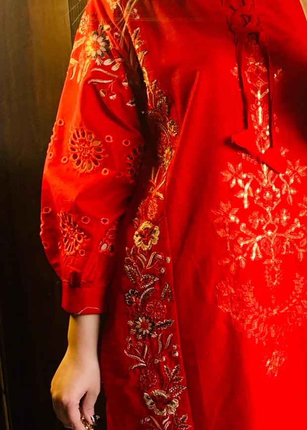 Yaaqot Official Red Cutwork Embroidery Jaycard Women 2pcs