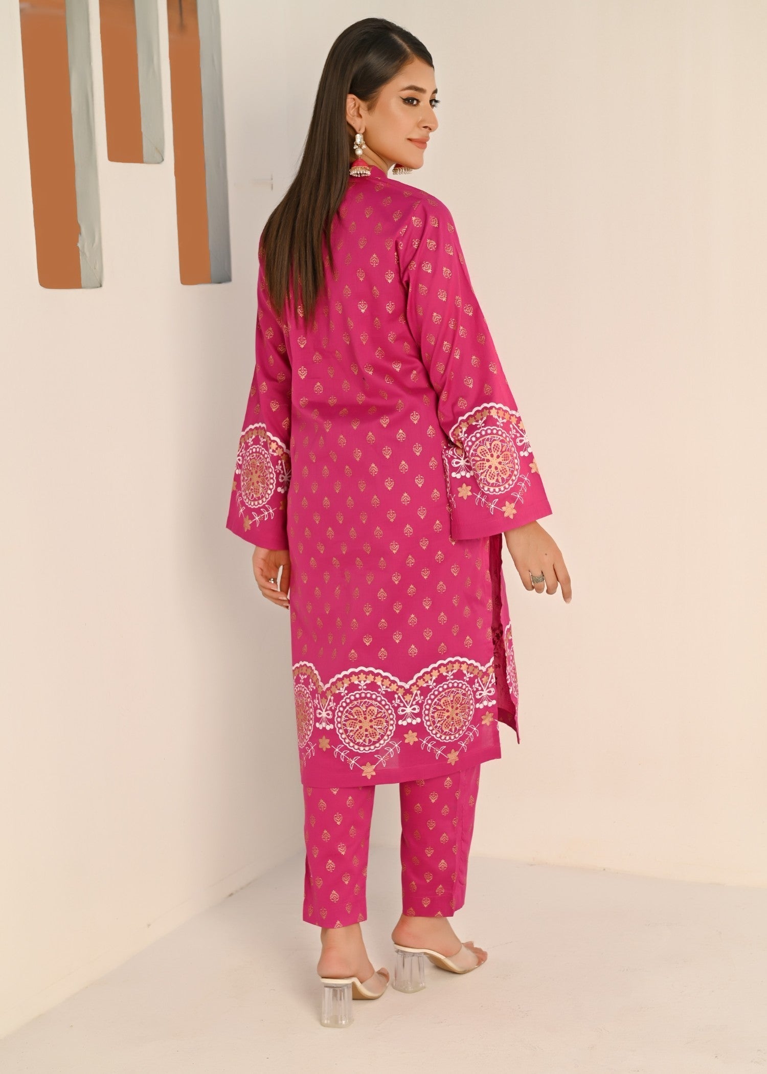 Yaaqot Official Pink Printed Lawn Stitched Women 2pcs