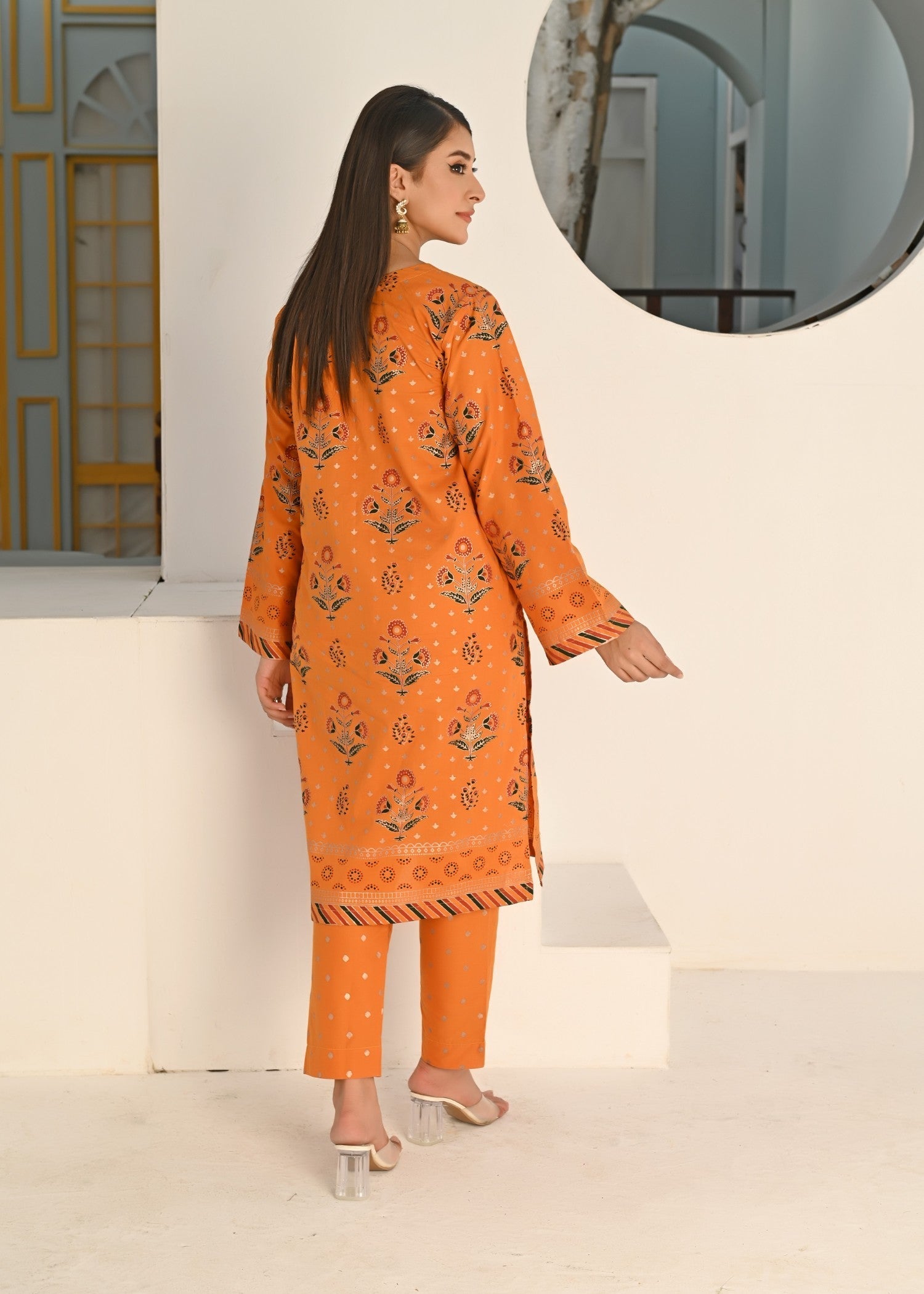 Yaaqot Official Mustard Printed Lawn Stitched Women 2pcs