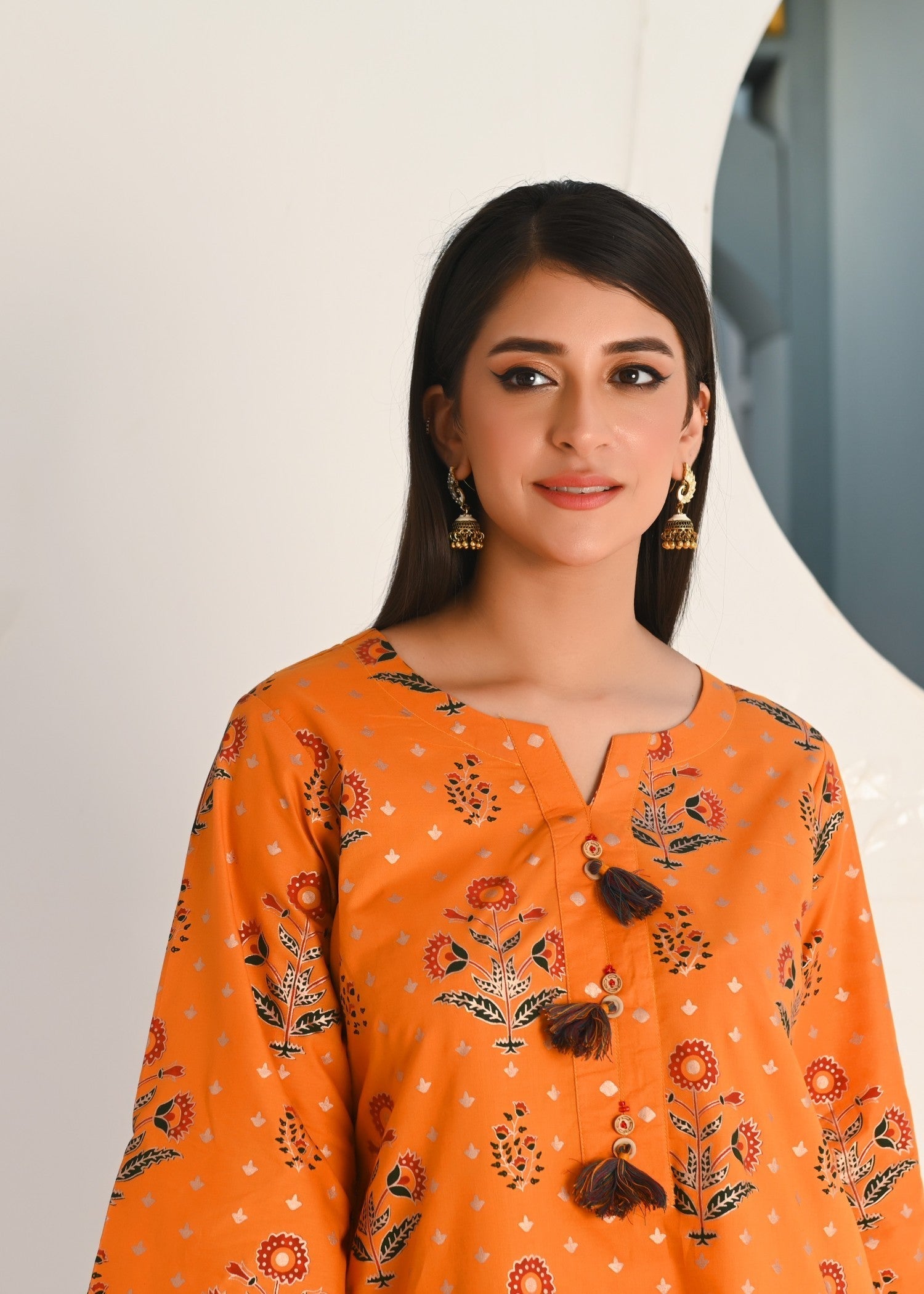 Yaaqot Official Mustard Printed Lawn Stitched Women 2pcs