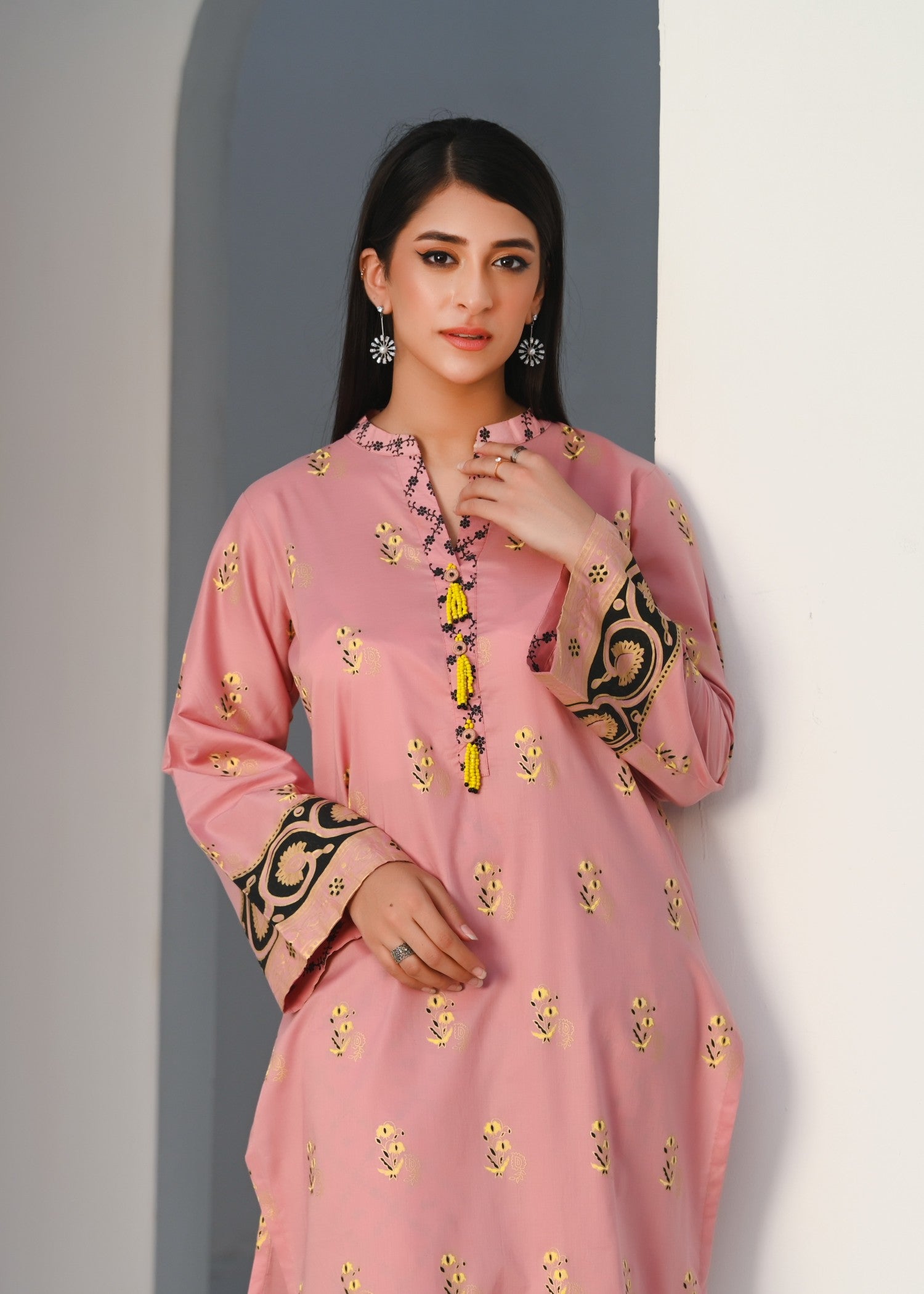 Yaaqot Official Baby Pink Printed Lawn Stitched Women 2pcs