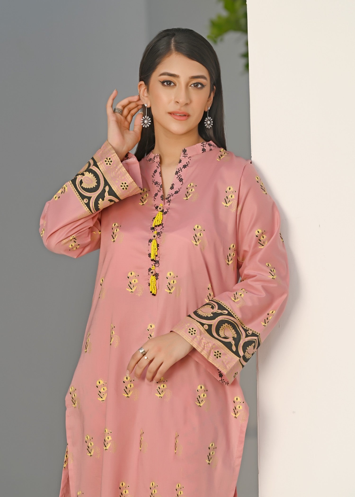 Yaaqot Official Baby Pink Printed Lawn Stitched Women 2pcs