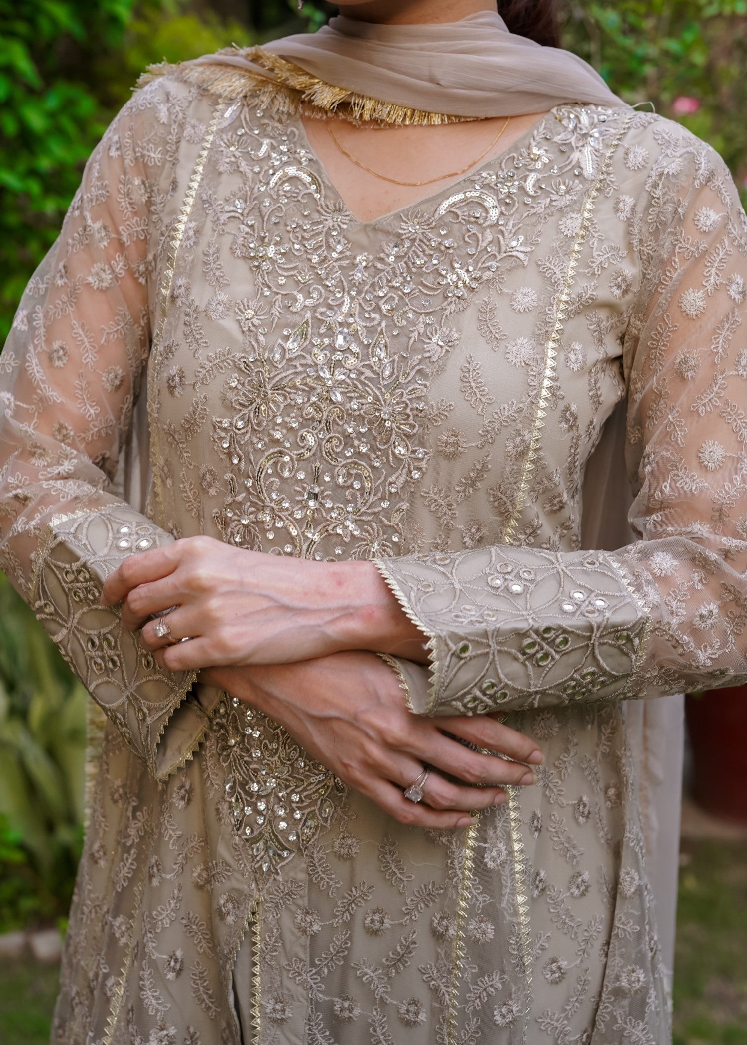 Mona Embroidery Ornate Blossoms beige Women 3pcs