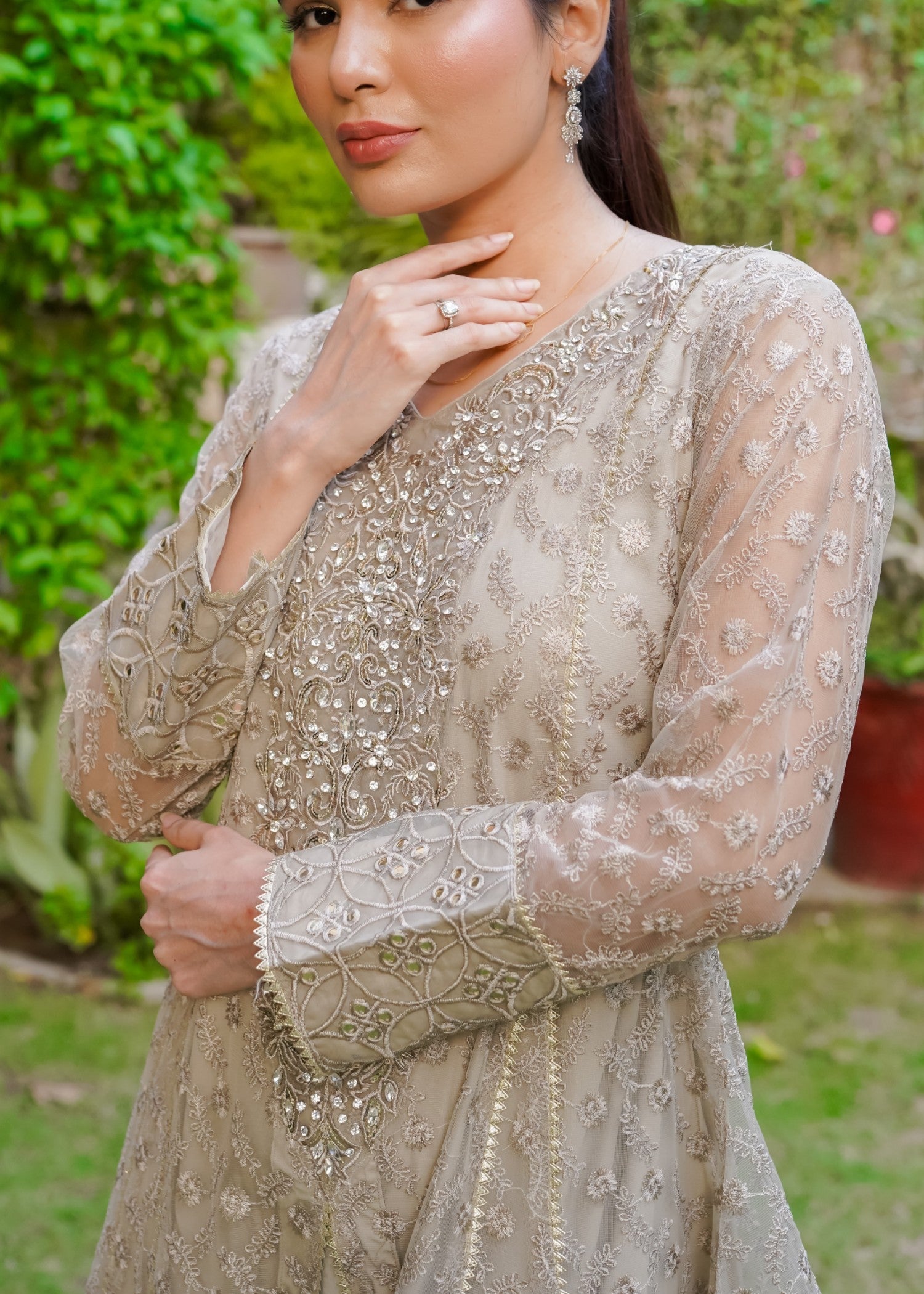 Mona Embroidery Ornate Blossoms beige Women 3pcs