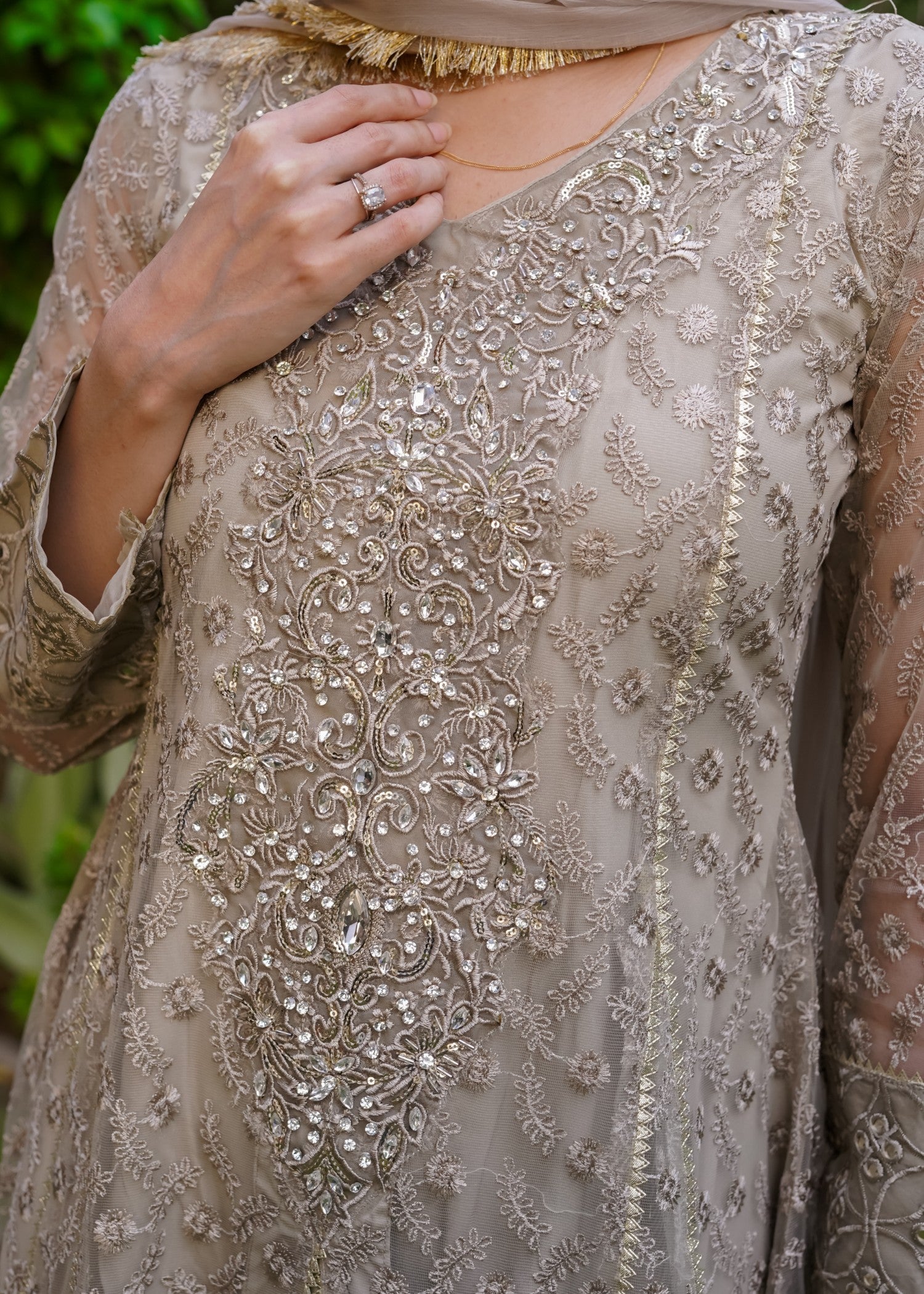 Mona Embroidery Ornate Blossoms beige Women 3pcs