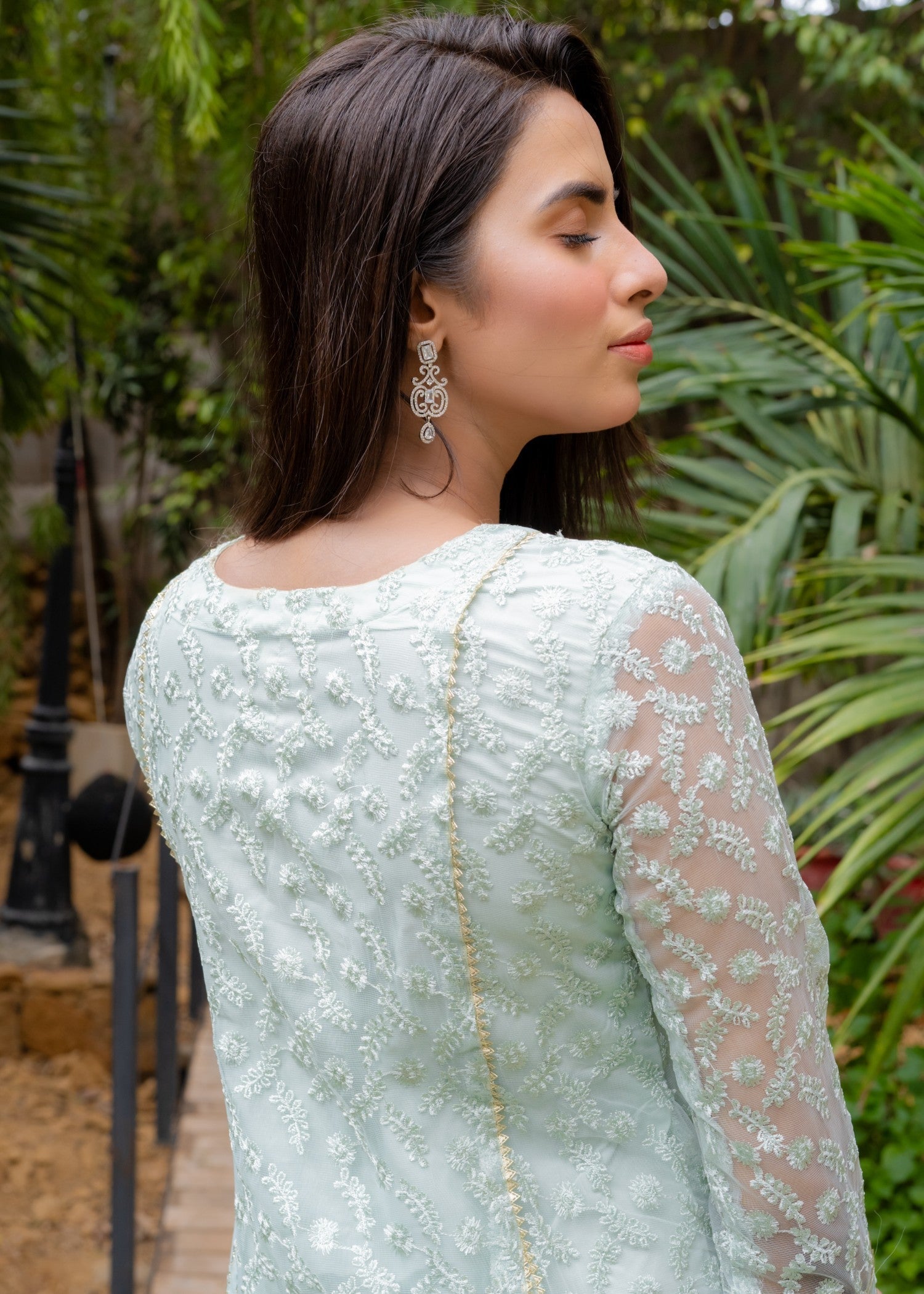 Mona Embroidery Ornate Blossoms mint green Women 3pcs