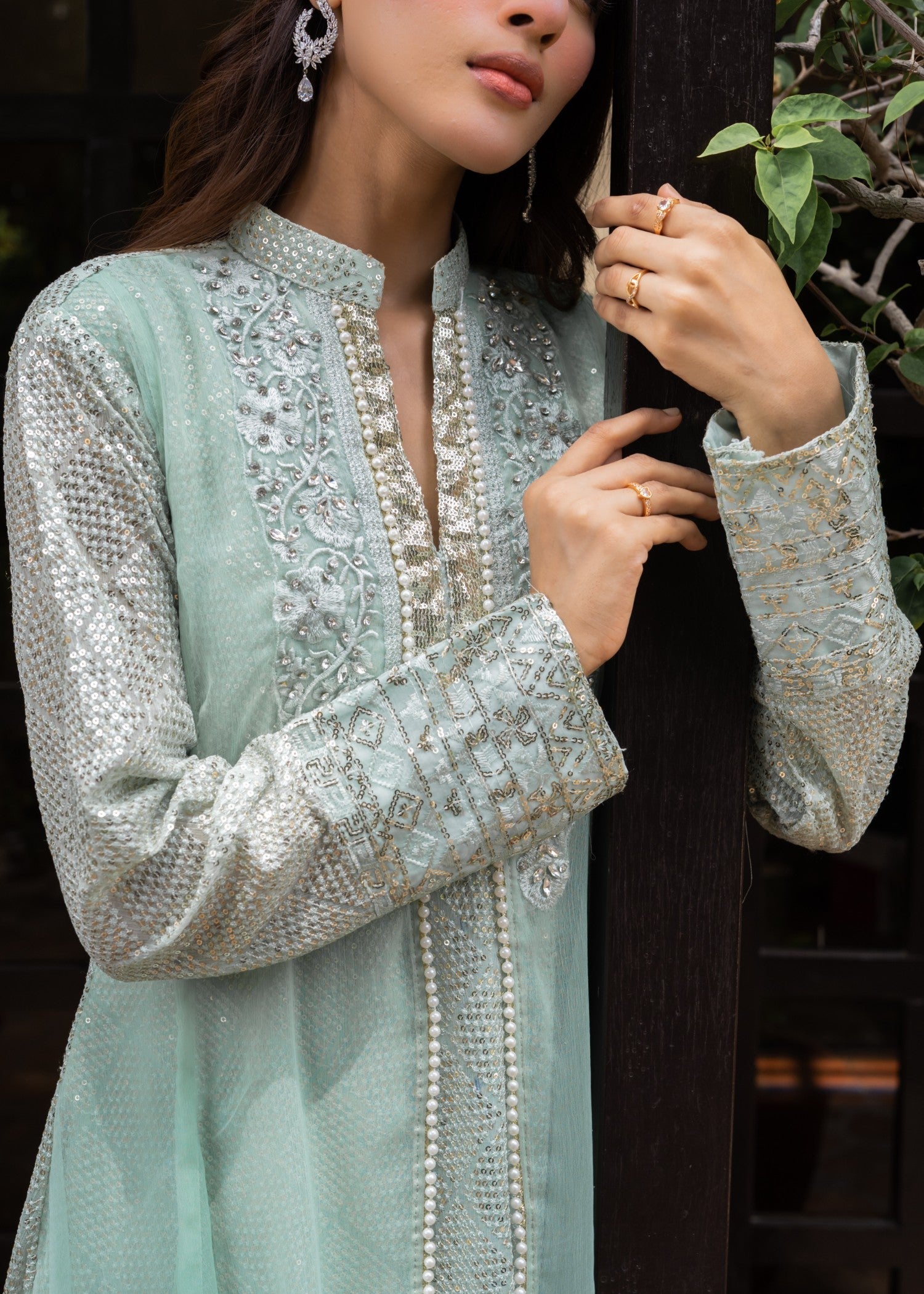 Mona Embroidery Artisan Mint Green Women 3pcs