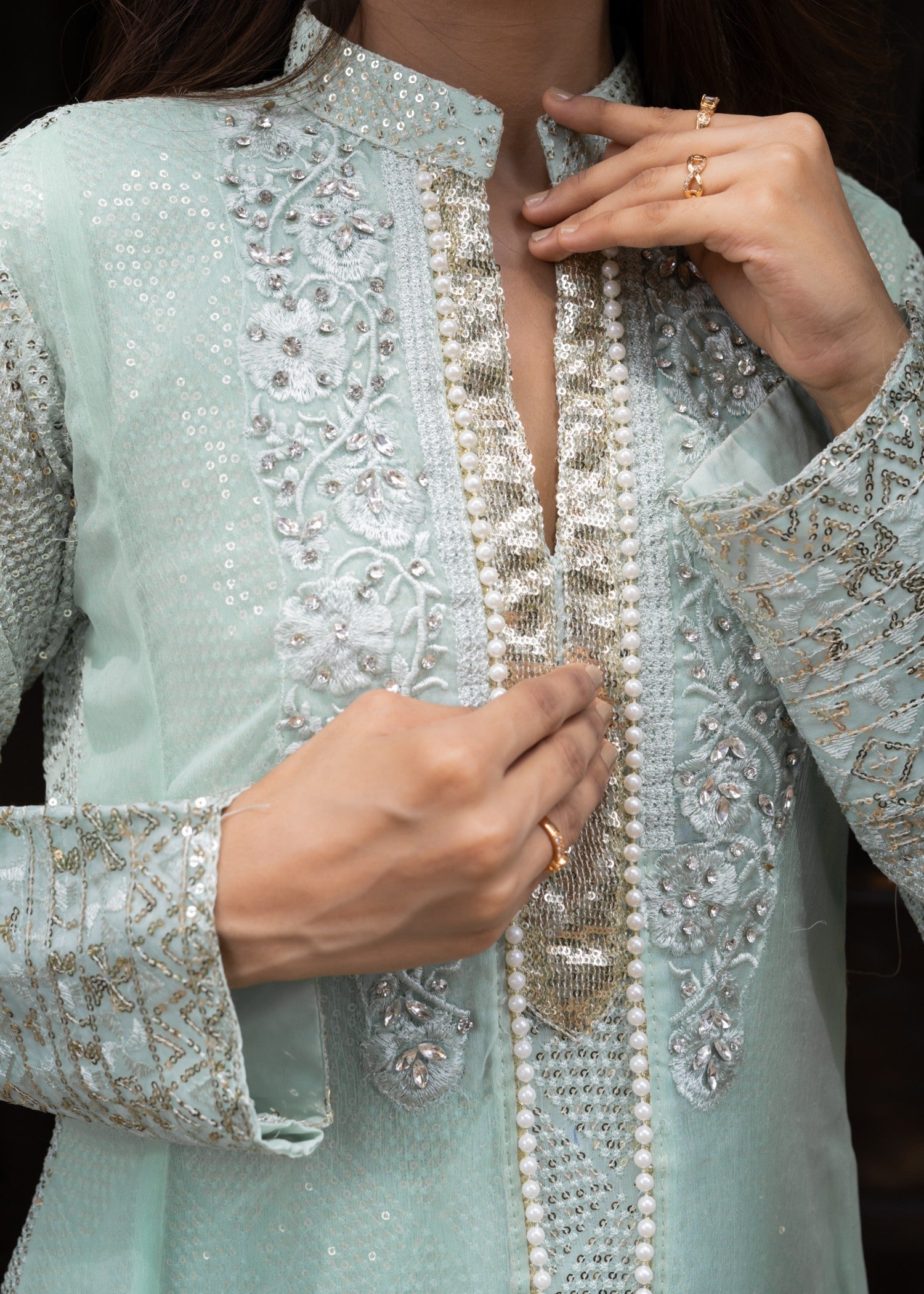 Mona Embroidery Artisan Mint Green Women 3pcs