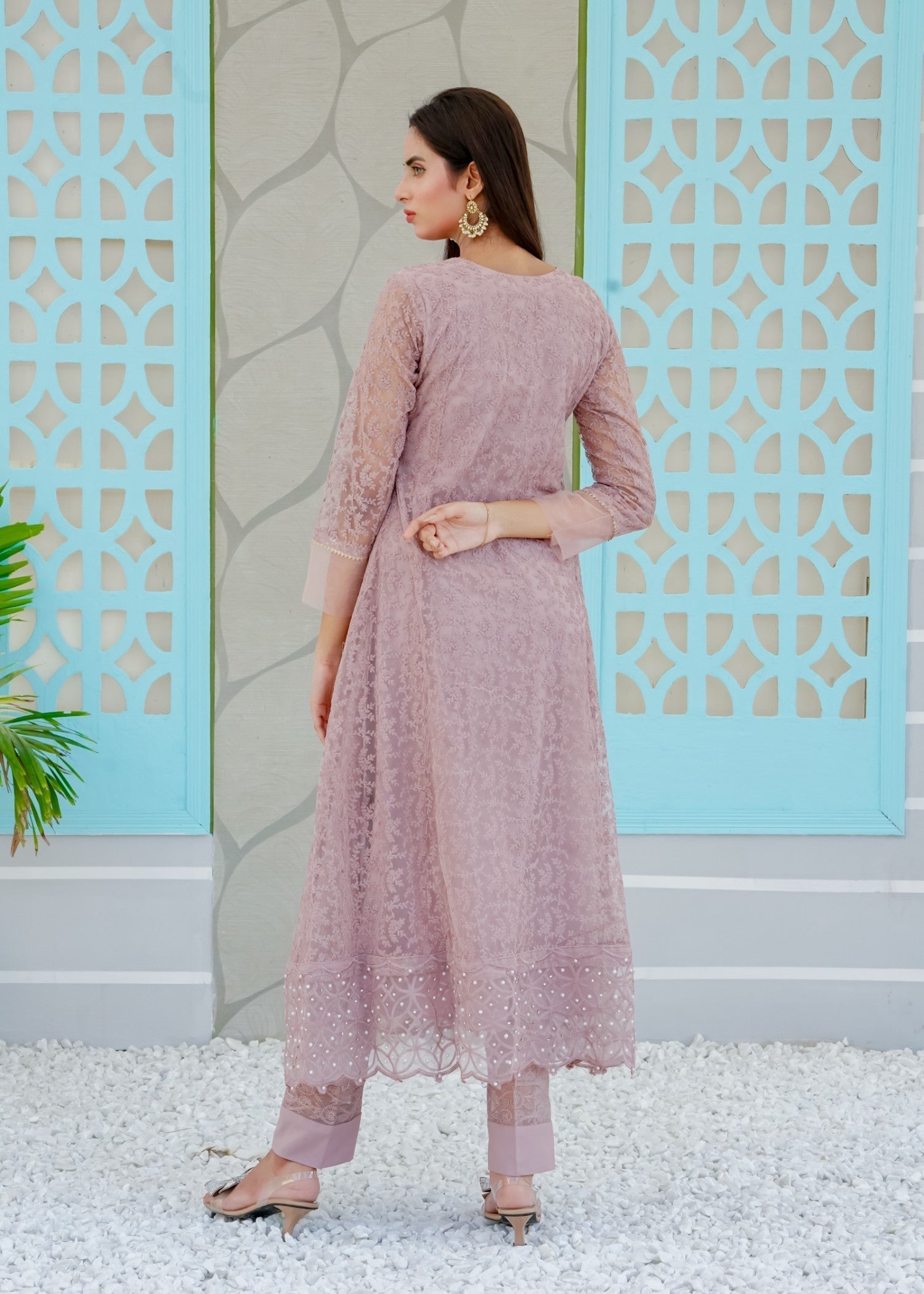 Mona Embroidery Delicate Drapes Lilac Women 3pcs