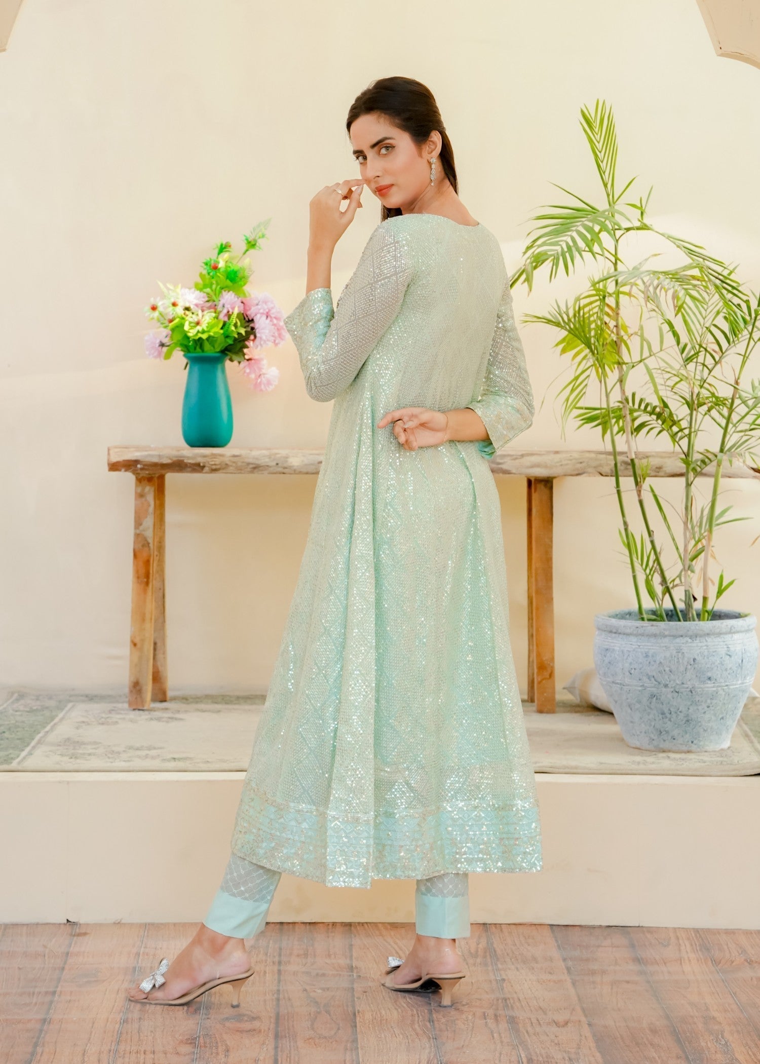 Mona Embroidery Silhouette Elegance Mint Green Women 3pcs