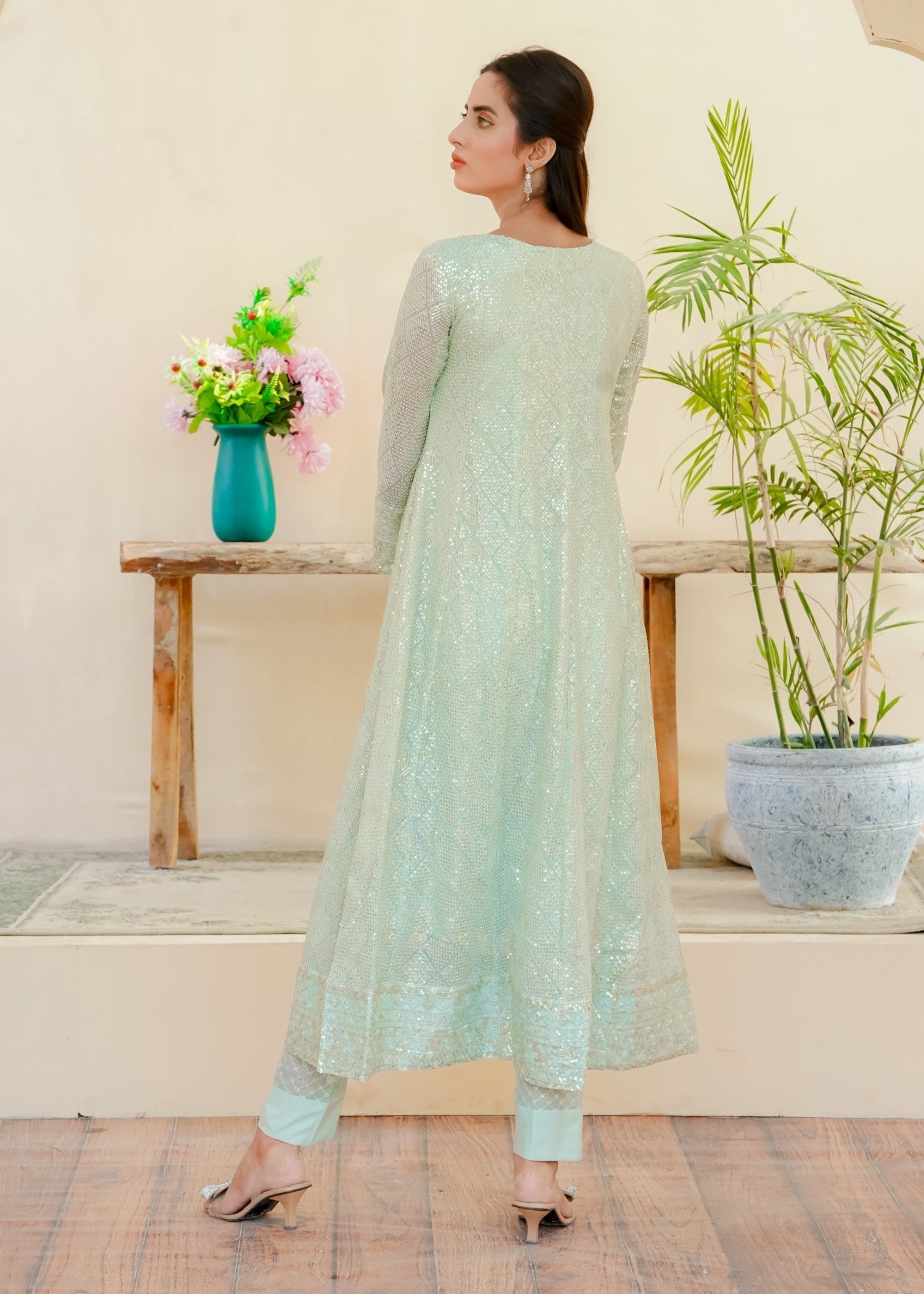 Mona Embroidery Silhouette Elegance Mint Green Women 3pcs