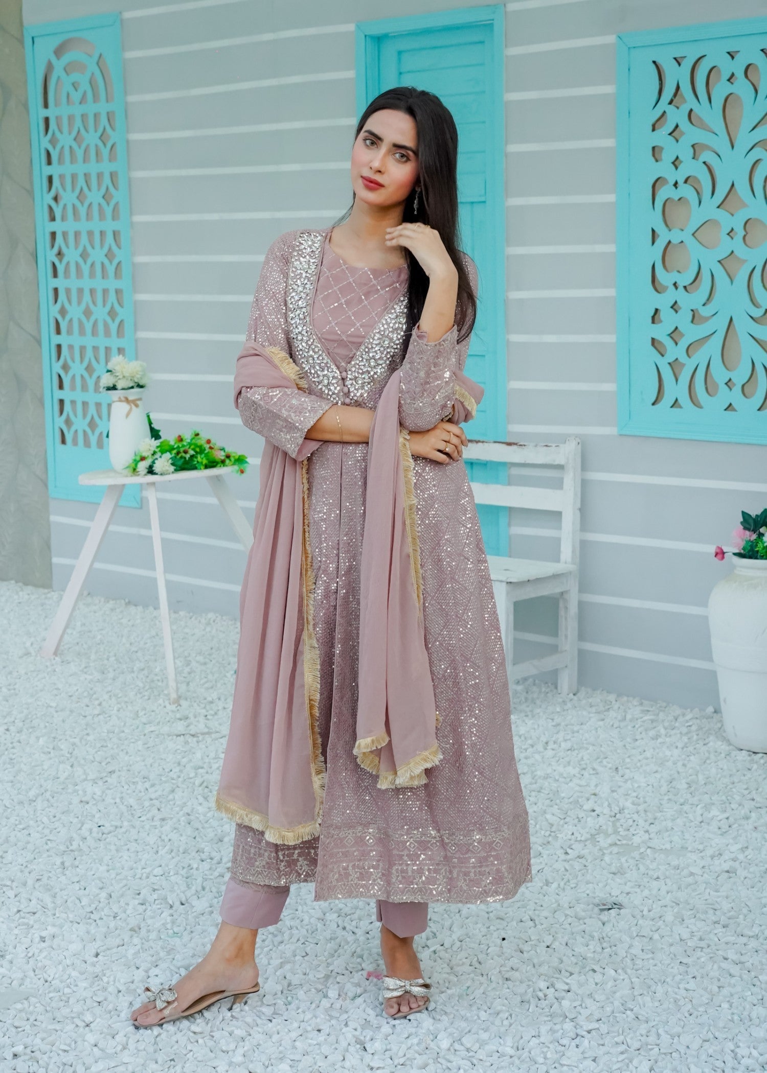 Mona Embroidery Silhouette Elegance lilac Women 3pcs