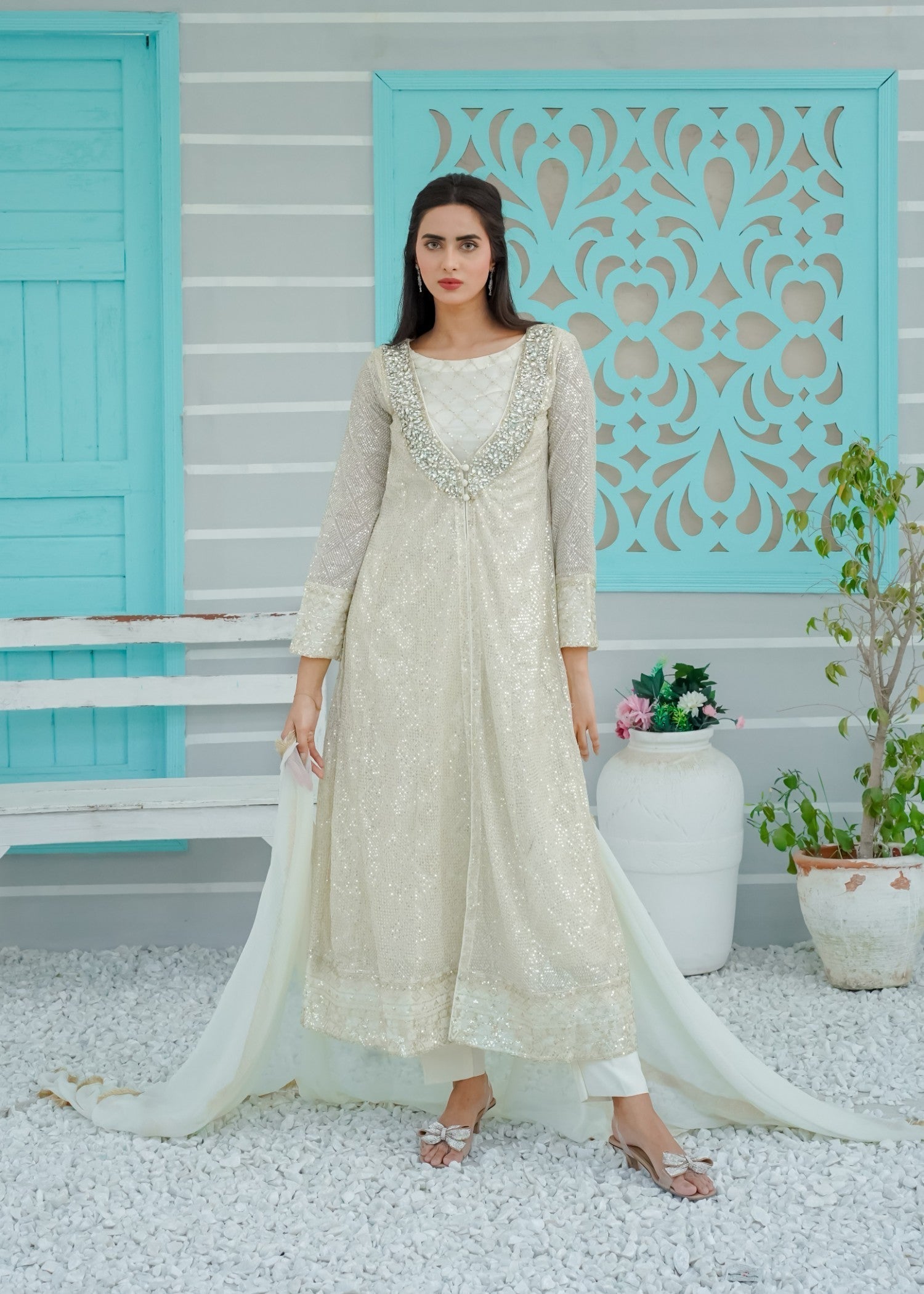 Mona Embroidery Silhouette Elegance offwhite Women 3pcs