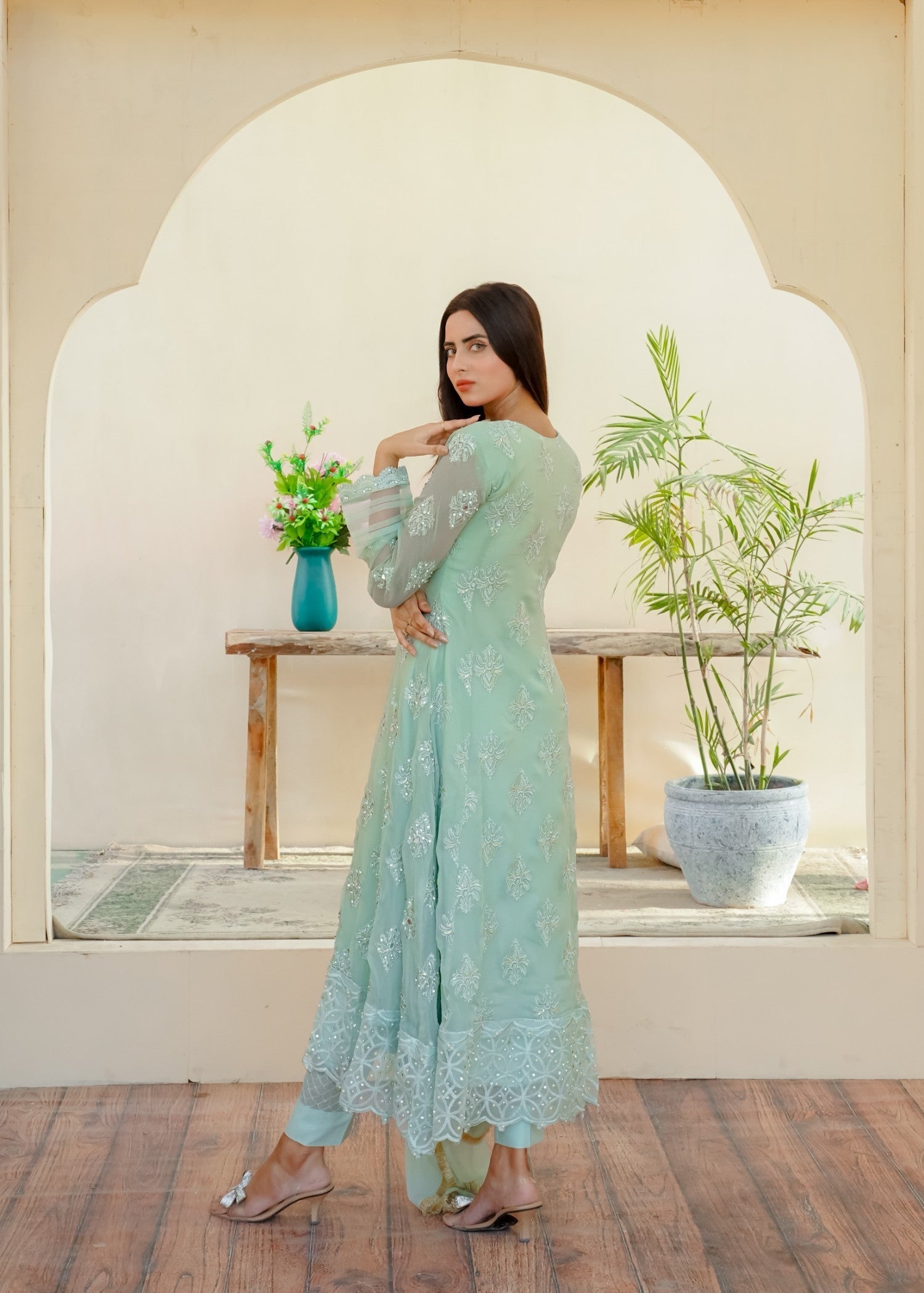 Mona Embroidery Ethereal Pearl mint green Women 3pcs