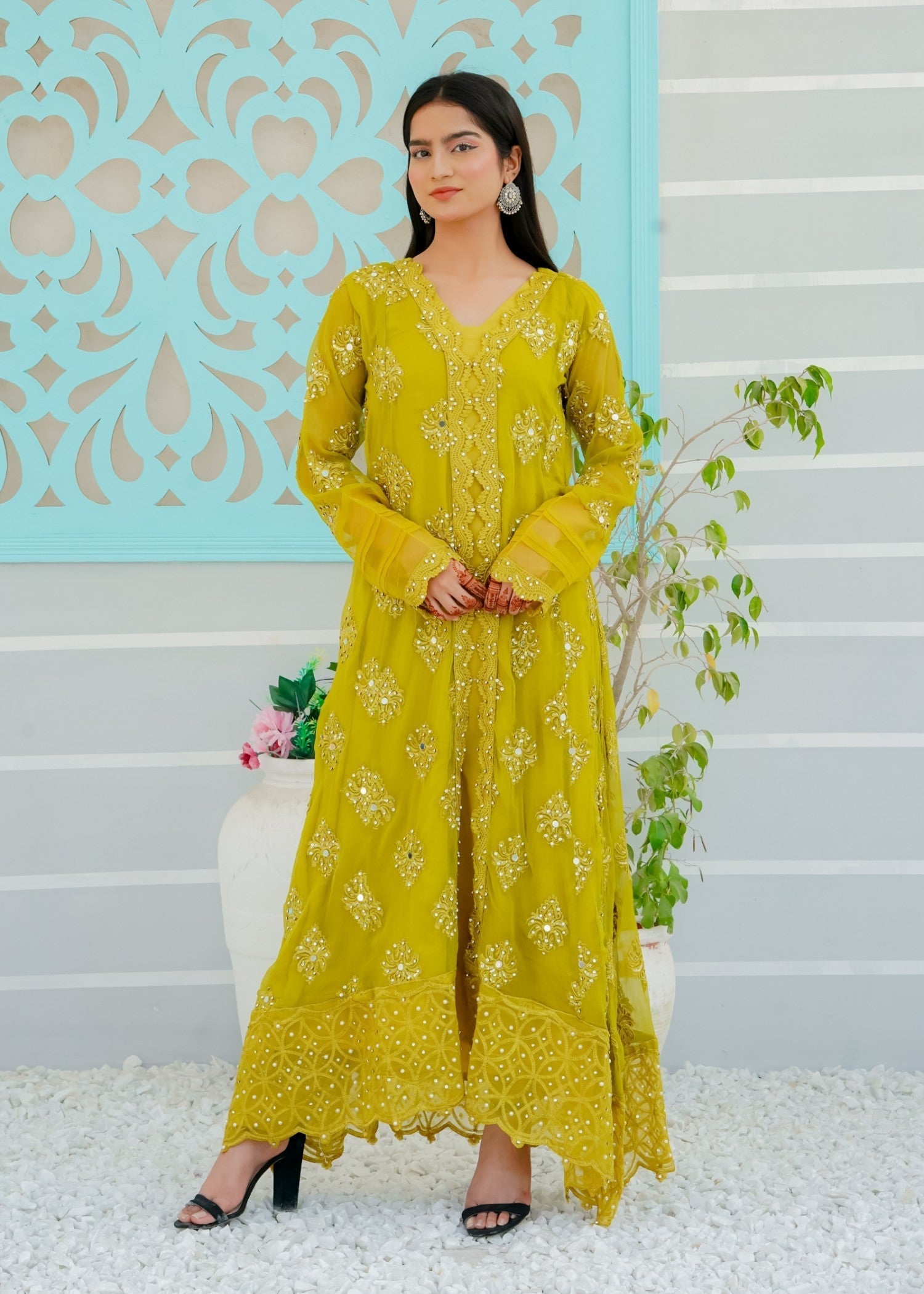 Mona Embroidery Ethereal Pearl olive Women 3pcs