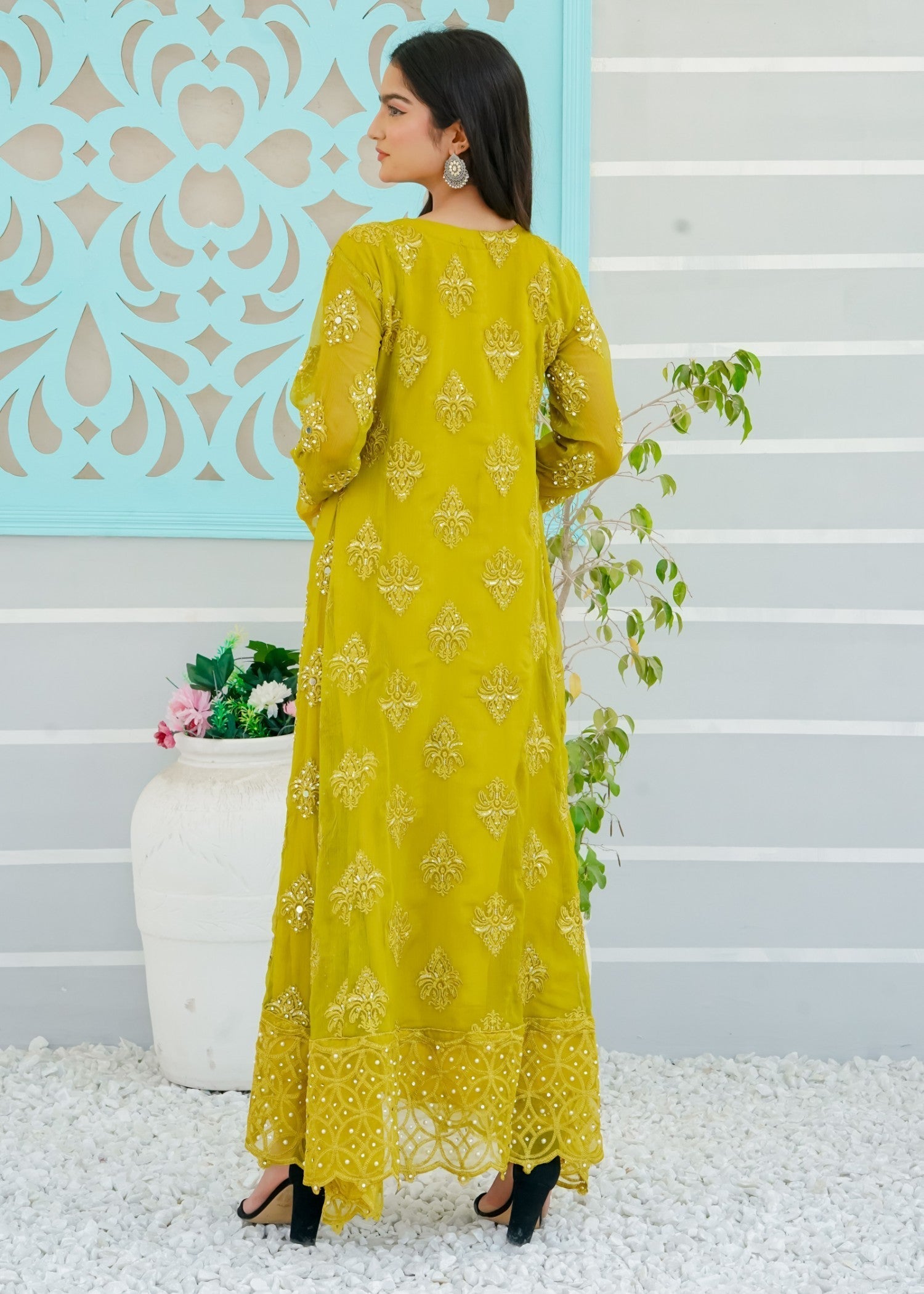 Mona Embroidery Ethereal Pearl olive Women 3pcs